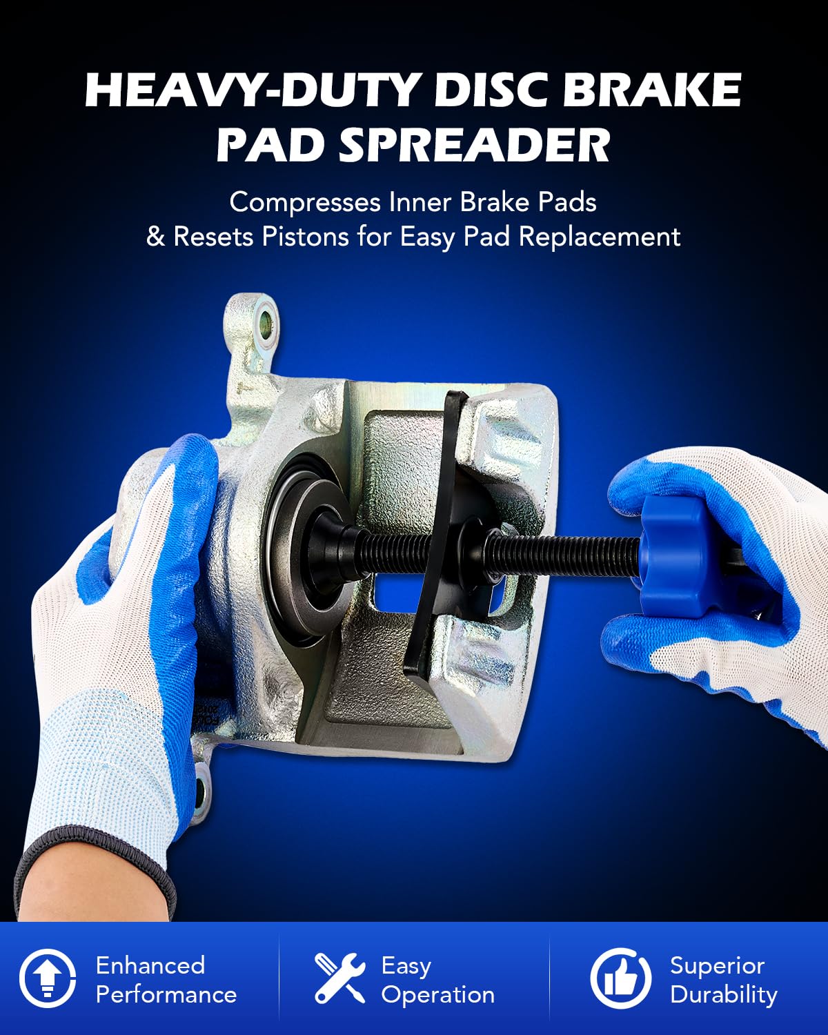 Orion Motor Tech Heavy Duty Brake Pad Spreader, Disc Brake Pad Tool Brake Piston Compressor Tool, Universal Brake Piston Tool with Solid Steel Swivel Joint for Car Light Truck with Caliper Hangers