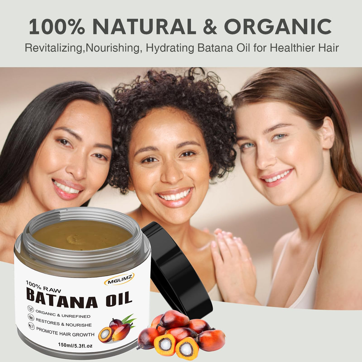 MGLIMZ Natural 100% Raw Batana Oil, 5.3 Fl Oz for Thicker Fuller Hair Growth ,Prevents Hair Loss, Repairs Splitting, Drying and Injuring Hair.