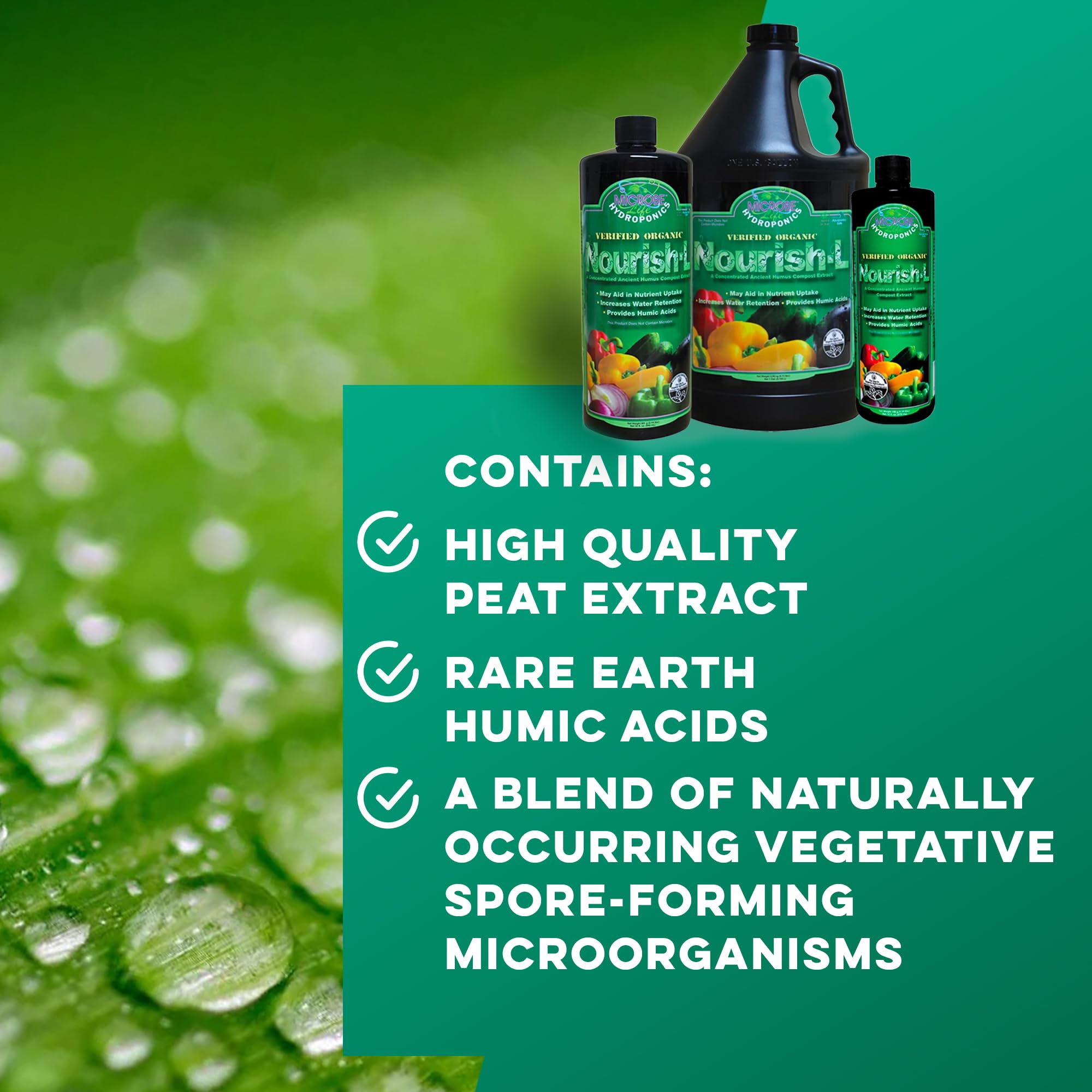 Microbe Life Hydroponics Nourish-L Liquid Fertilizer for Hydroponics Gardening, Stimulator to Enhance Plant Nutrient Absorption for Fruits and Vegetables, Better Yields Better Grows, 32 Ounces
