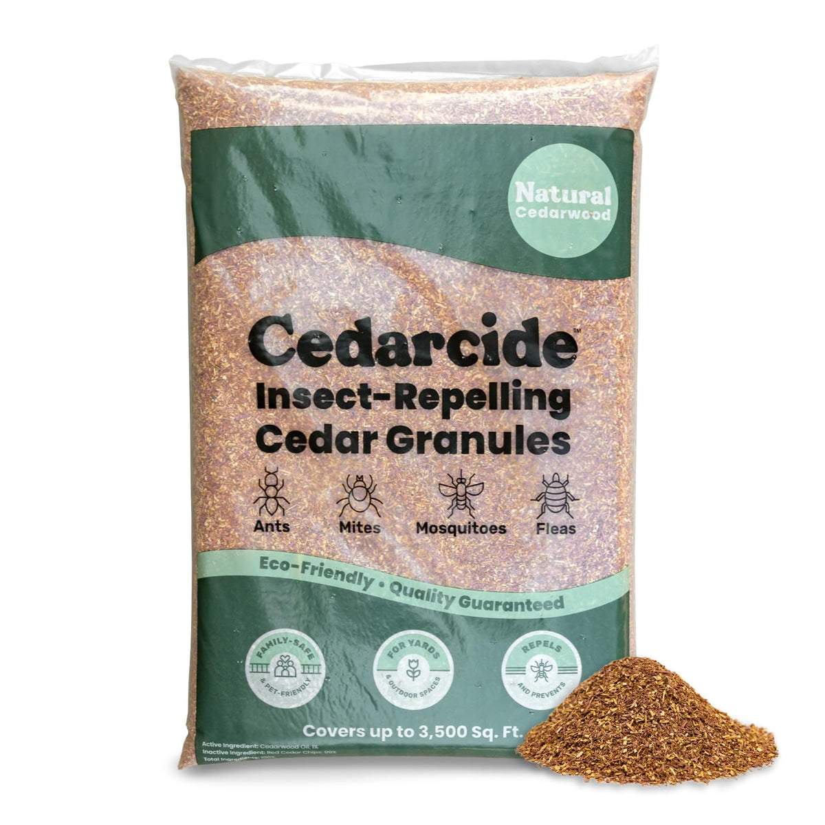 Cedarcide Lawn, Home & Garden Cedar Granules | Use on Fleas, Ticks, Ants & Mosquitoes | Smells Great, Easy to Use | Family & Pet Safe | 1 Bag (8 Lbs)