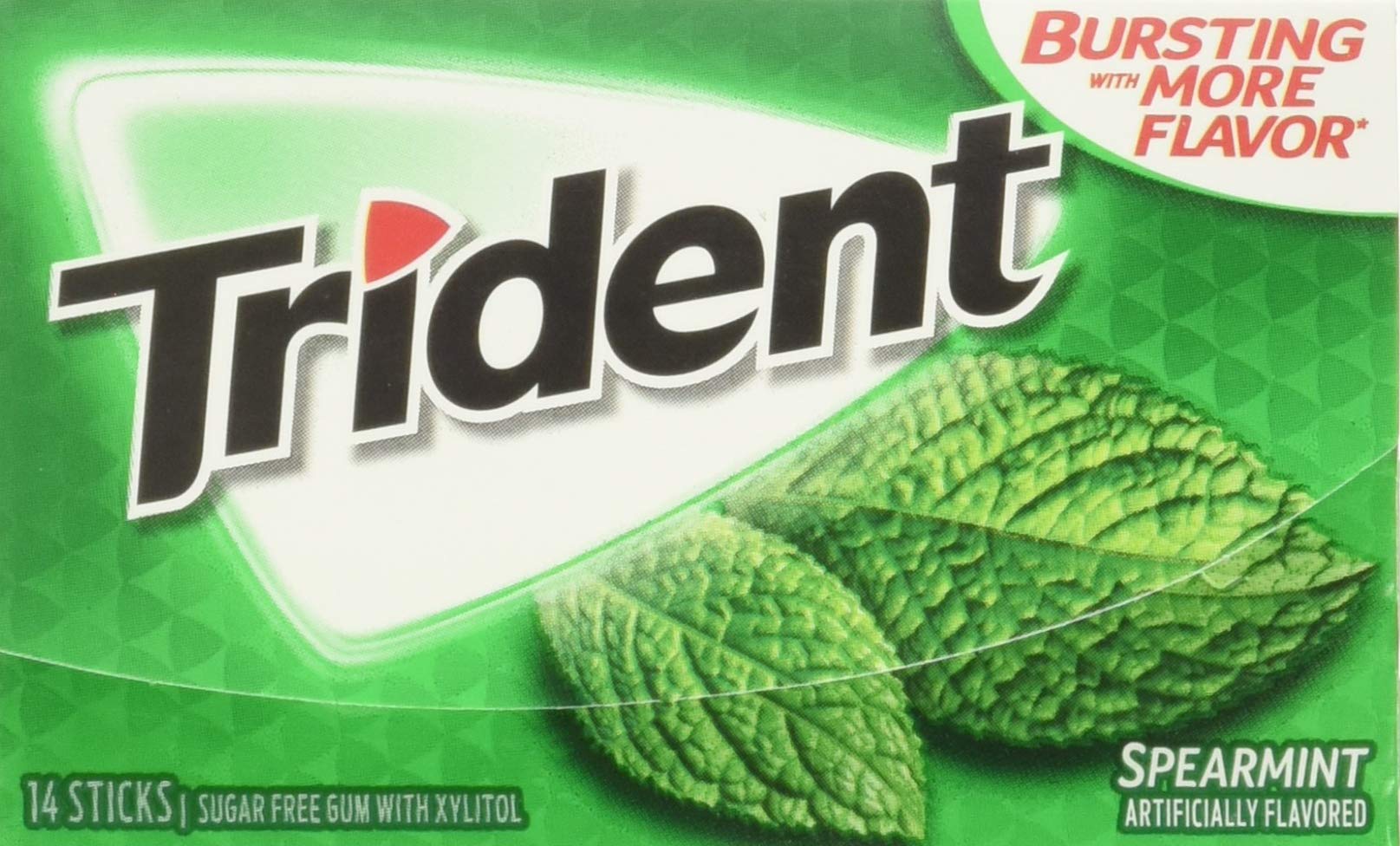 Trident Spearmint Flavor Bubble Gum 14 Sticks (Netcount 15 Pack), 15 Count (Pack of 1)