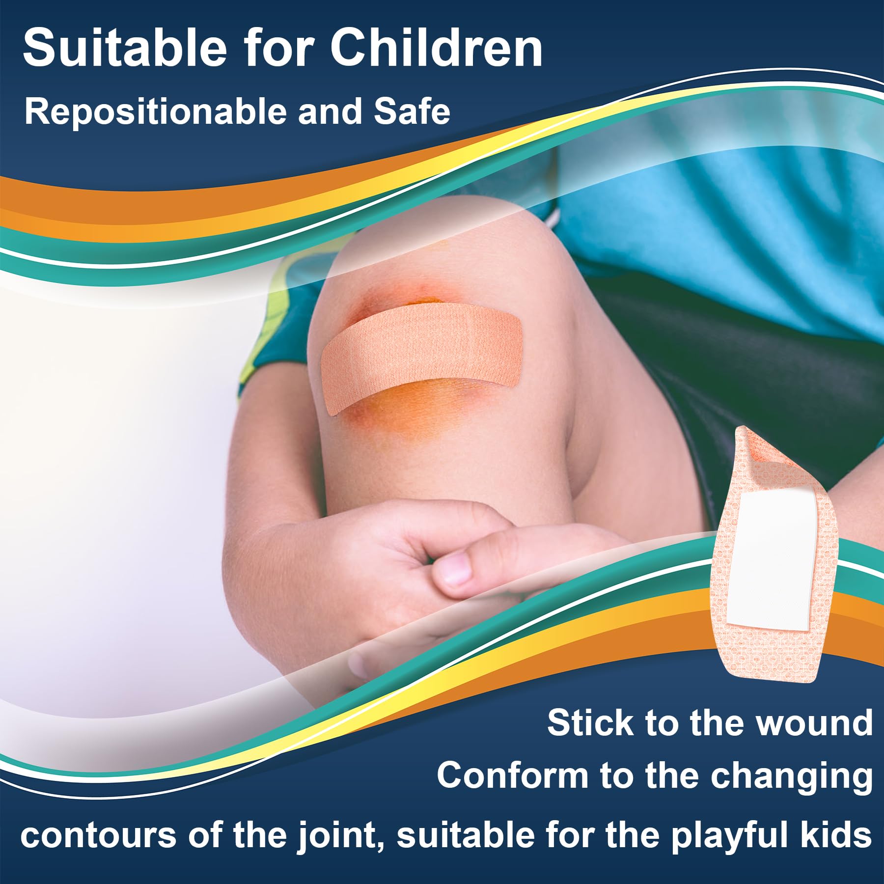 Hysimedy Silicone Bandages Extra Large Size for Sensitive Fragile Skin - 2" x 4" 20 Counts - Latex Free Non Allergenic Hypoallergenic Painless Removal Flexible Fabric Bandages