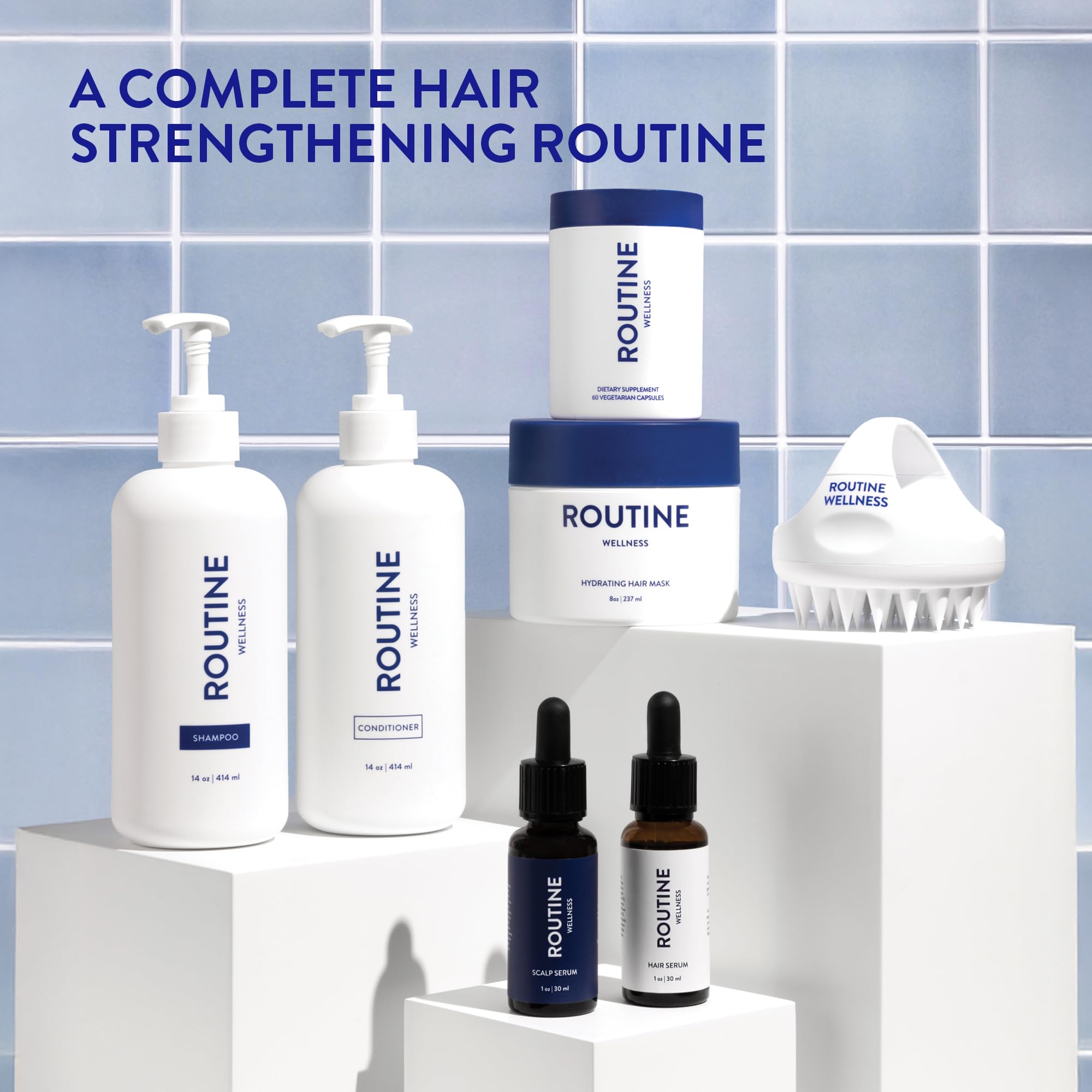 Routine Wellness Anti-Thinning Shampoo and Conditioner Set for Thinning Hair - Biotin DHT Blocker Women & Men - Color Safe Shampoo for Hair Loss & Healthier Hair - Coconut & Vanilla Set