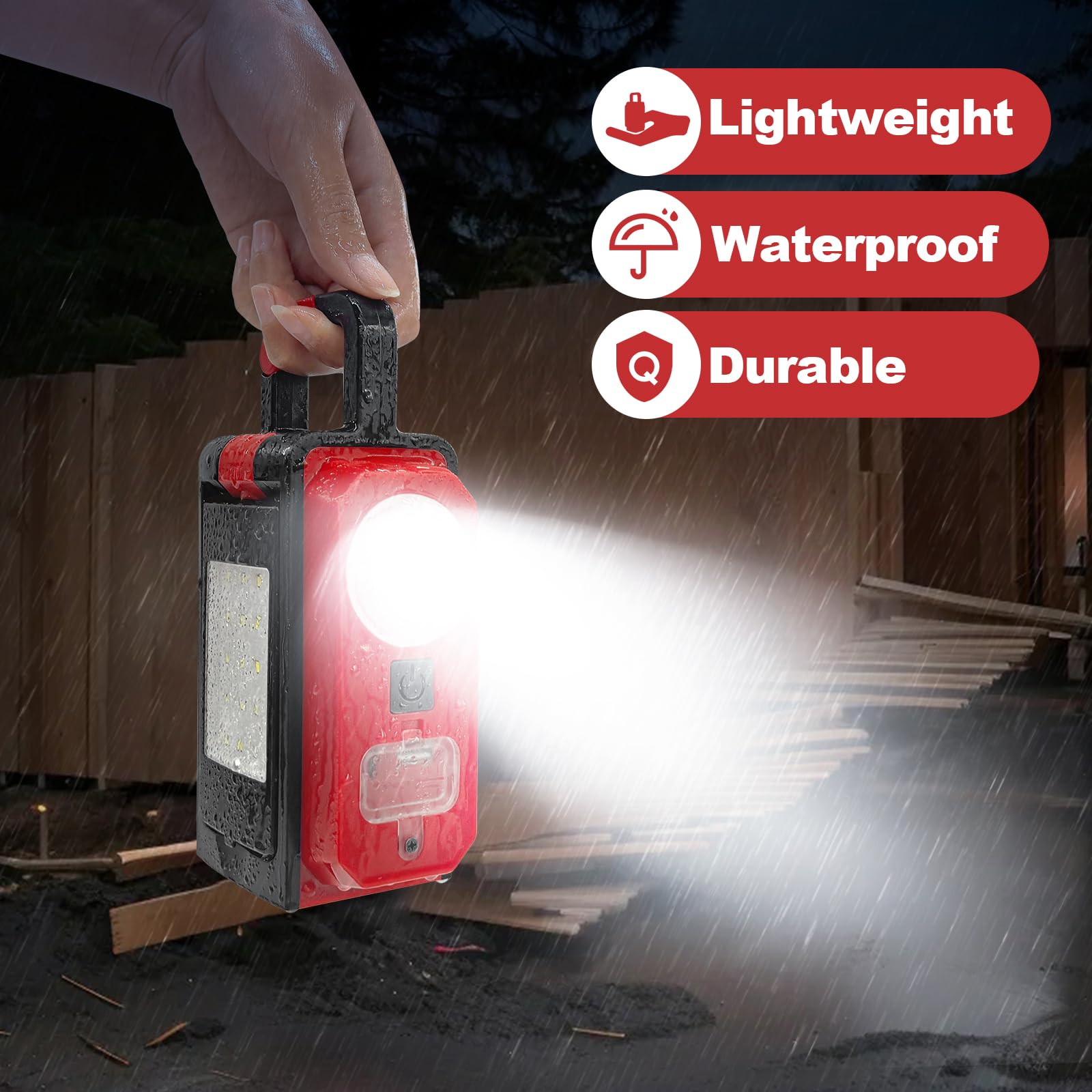 SYLSTAR Rechargeable Work Light, 3000 Lumen LED Work Lights with Magnets, Multifunctional Waterproof and Portable LED Flood Light with Powerbank for Workshop, Garage, Camping or Home Emergency