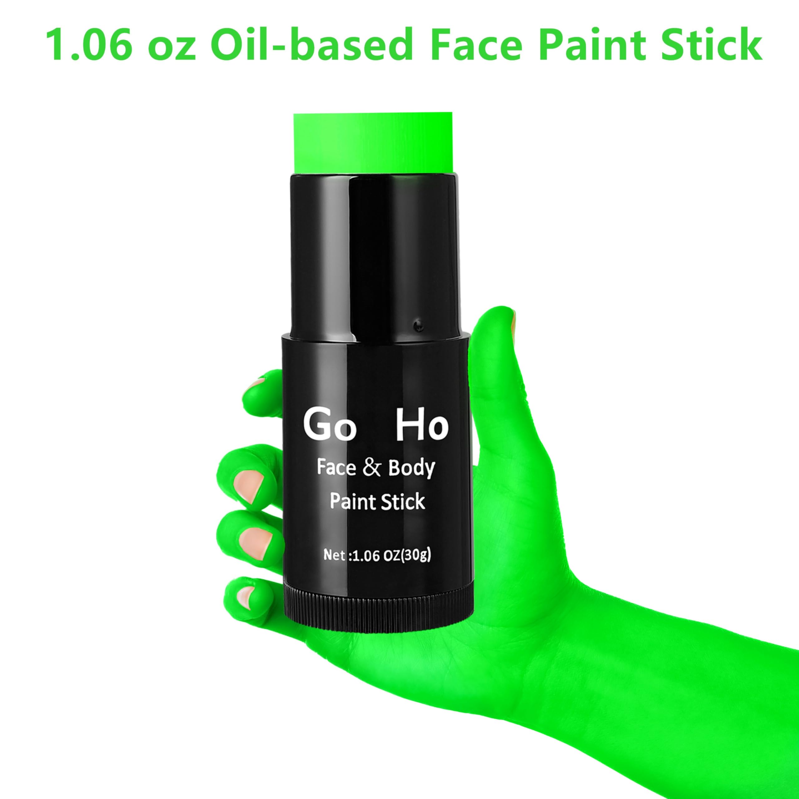 Go Ho Cream-Blendable Amazon Green Face Paint Stick (1.06 Oz),Full-coverage Amazon Green Body Paint Stick for Adults Children Halloween Cosplay SFX Witch Makeup,Waterproof Green Eye Black Stick
