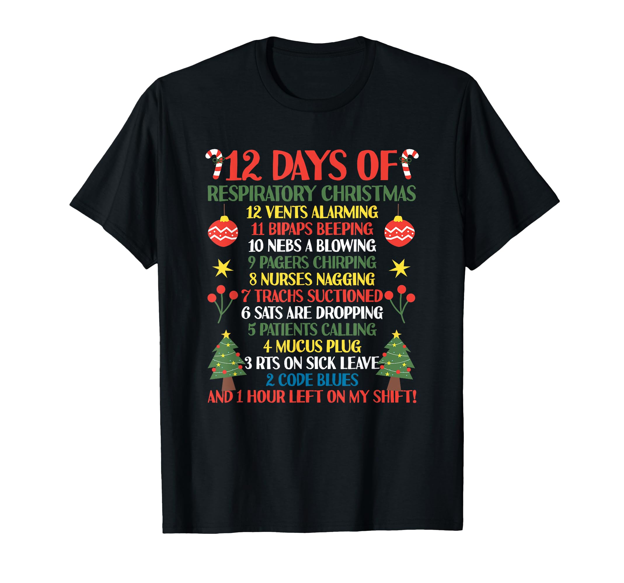 12 Days Of Respiratory Therapist Christmas Funny RT Xmas T-Shirt