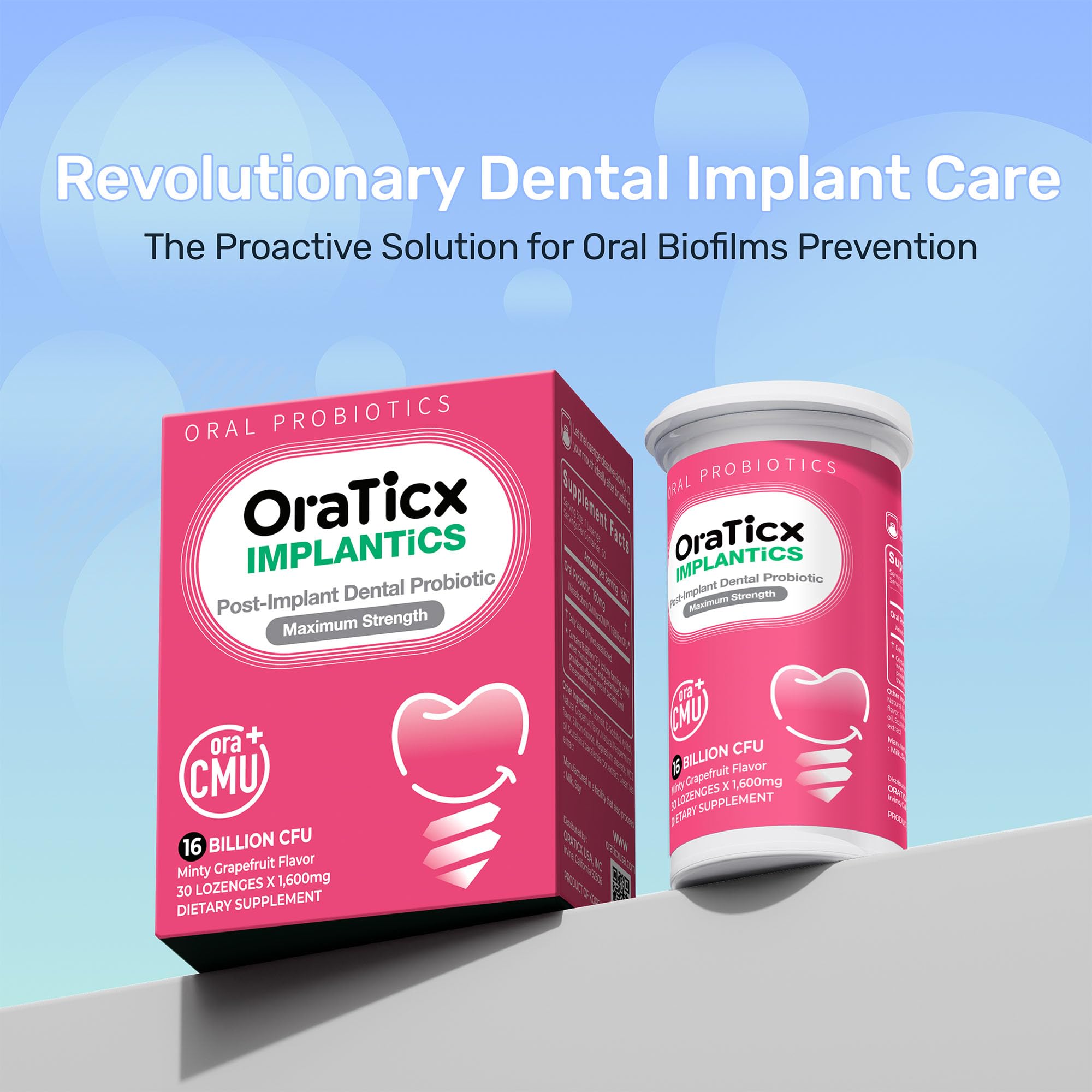 Implantics Oral Probiotics - Dental Implant Support - Maximum Strength Dental Care Formula - Advanced Oral Hygiene Supplement, 30-Lozenge 1-Pack