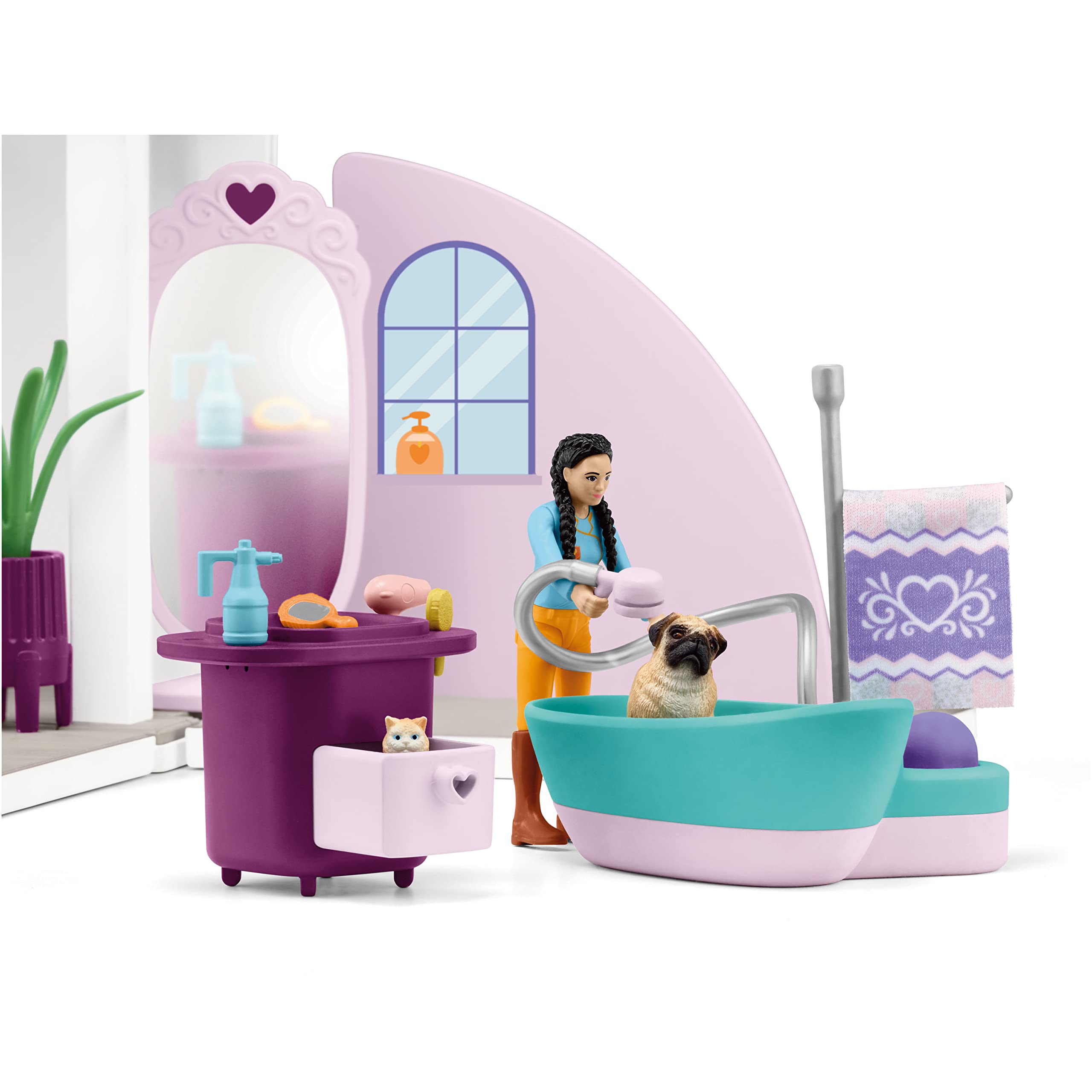 Schleich Horse Club Sofia's Beauties Pet Salon 66-Piece Playset - Includes Horse Figurine, Caretaker, Puppy Friends, and Animal Salon Plus Accessories for Boys and Girls, Gift for Kids Age 4+