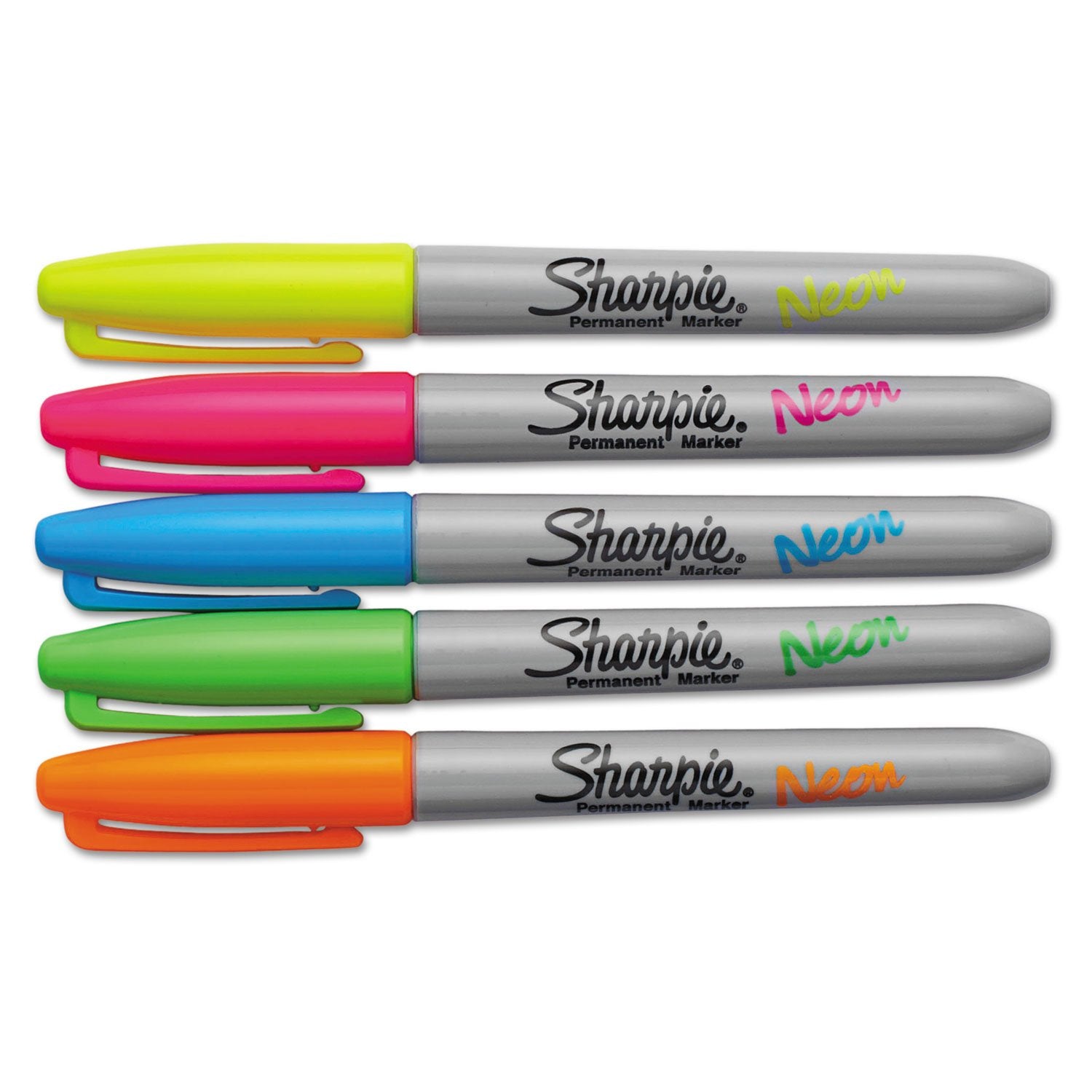Sharpie 1860443 Neon Permanent Markers Assorted 5/Pack