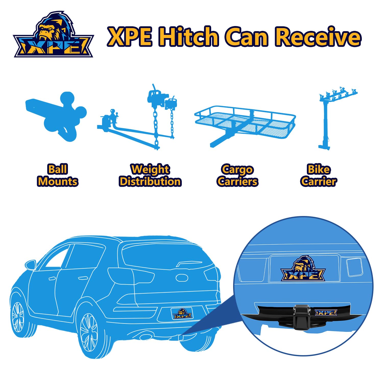 XPE Class 3 Trailer Hitch Compatible with (2018-2024) Subaru Crosstrek,2-inch Hitch Receiver with Bolts and Fishing Wire,Tow Hitch with Anti-Rust Gloss Powder Coat, Black Car Hitch
