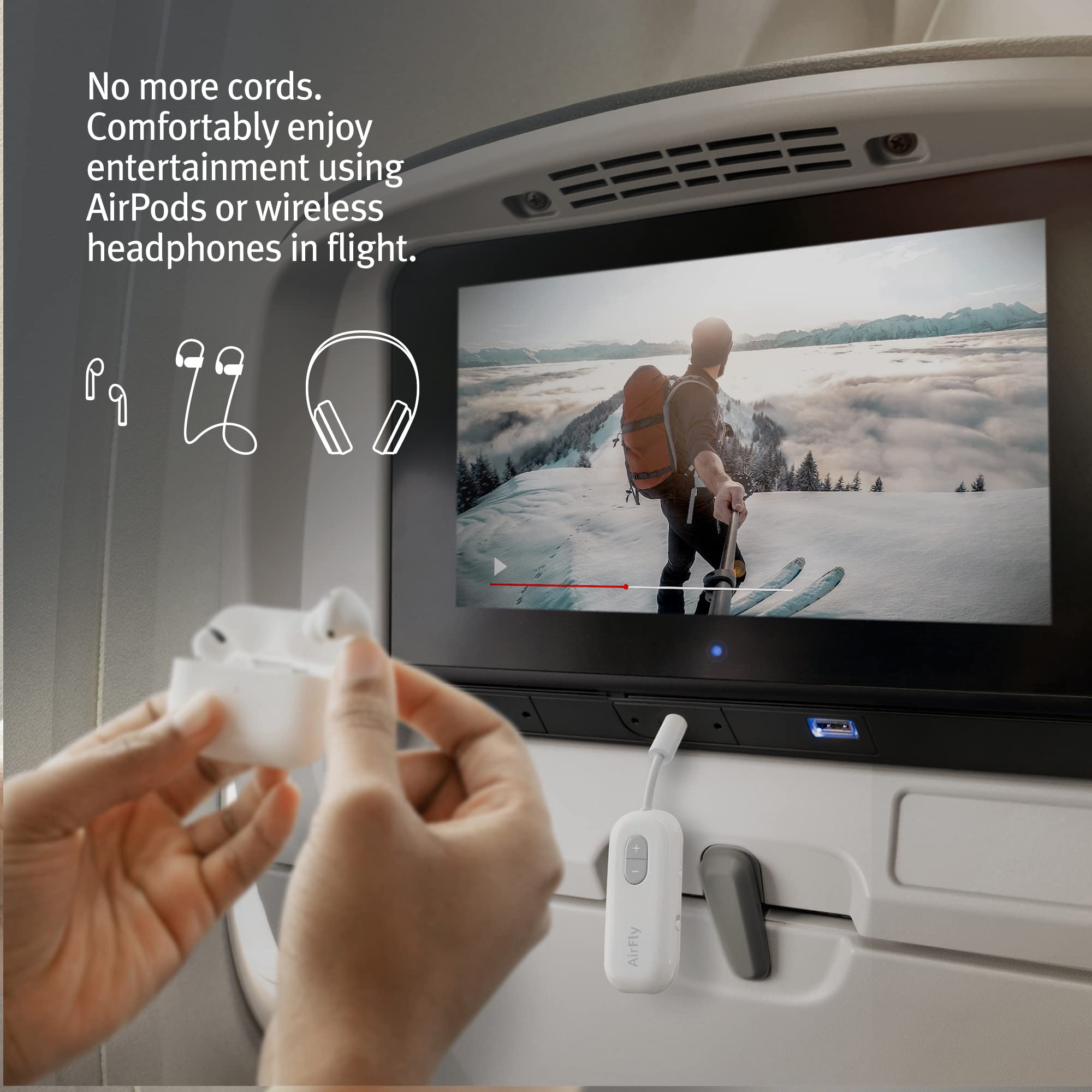 Twelve South AirFly SE Audio Streaming for TV/Airplane to Wireless Headphones – Wireless Adapter for AirPods, Airplane, Car, Gym, Home, Use with Any 3.5 mm Audio Jack