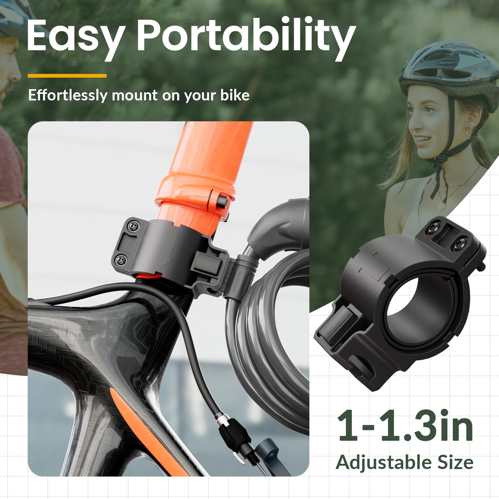 Titanker Bike Lock, Bicycle Lock 4 Feet Cable Lock 1/2 Inch Resettable Bike Lock Combination with Mounting Bracket, Bike Accessories for Bicycle, Electric Scooter, Motorcycle, Black