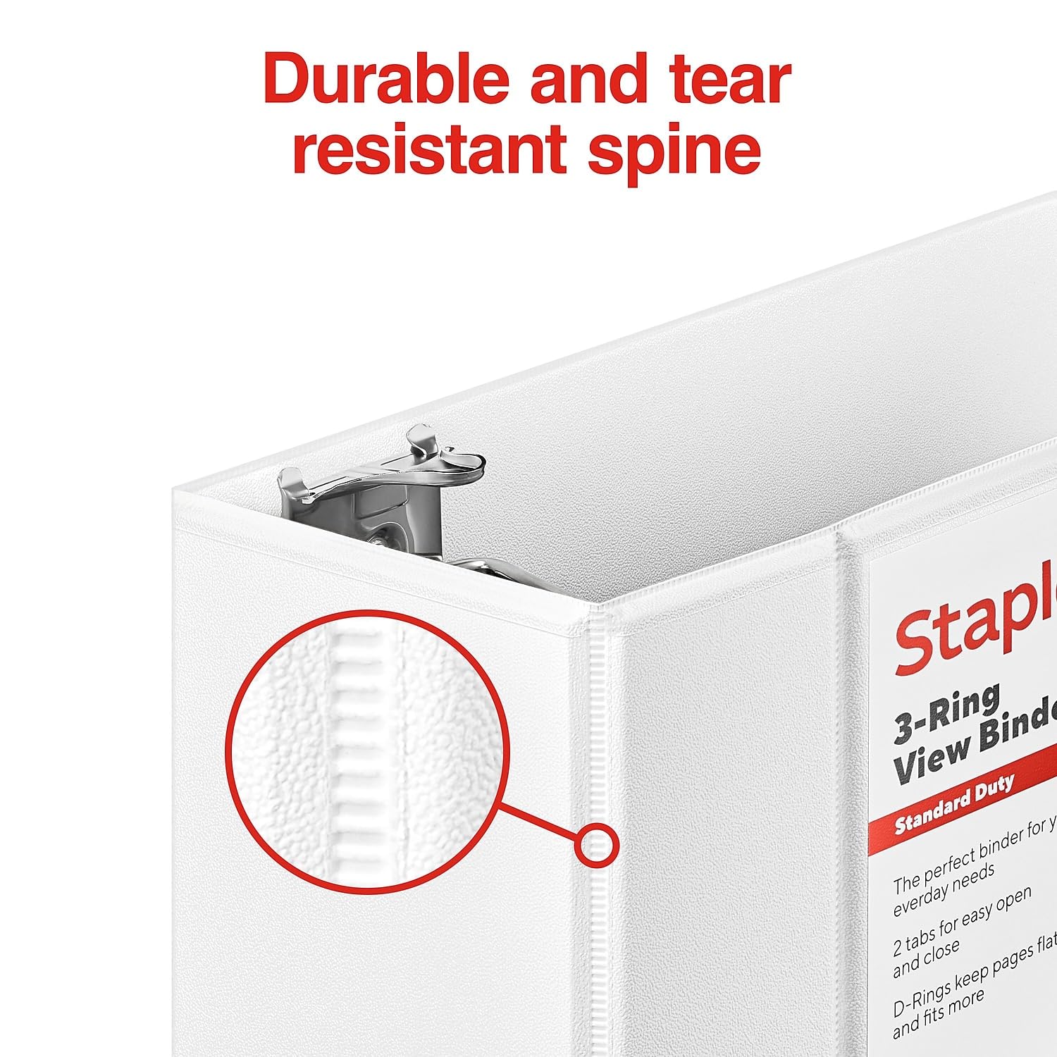 Staples 976179 Standard 5-Inch D 3-Ring View Binder White (26360-Cc)