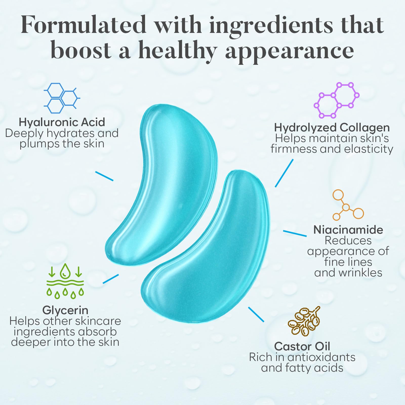 AURAE Hyaluronic Acid Under Eye Patches (30 Pairs) - For Dark Circles & Puffiness - Hydrating Eye Mask for Care