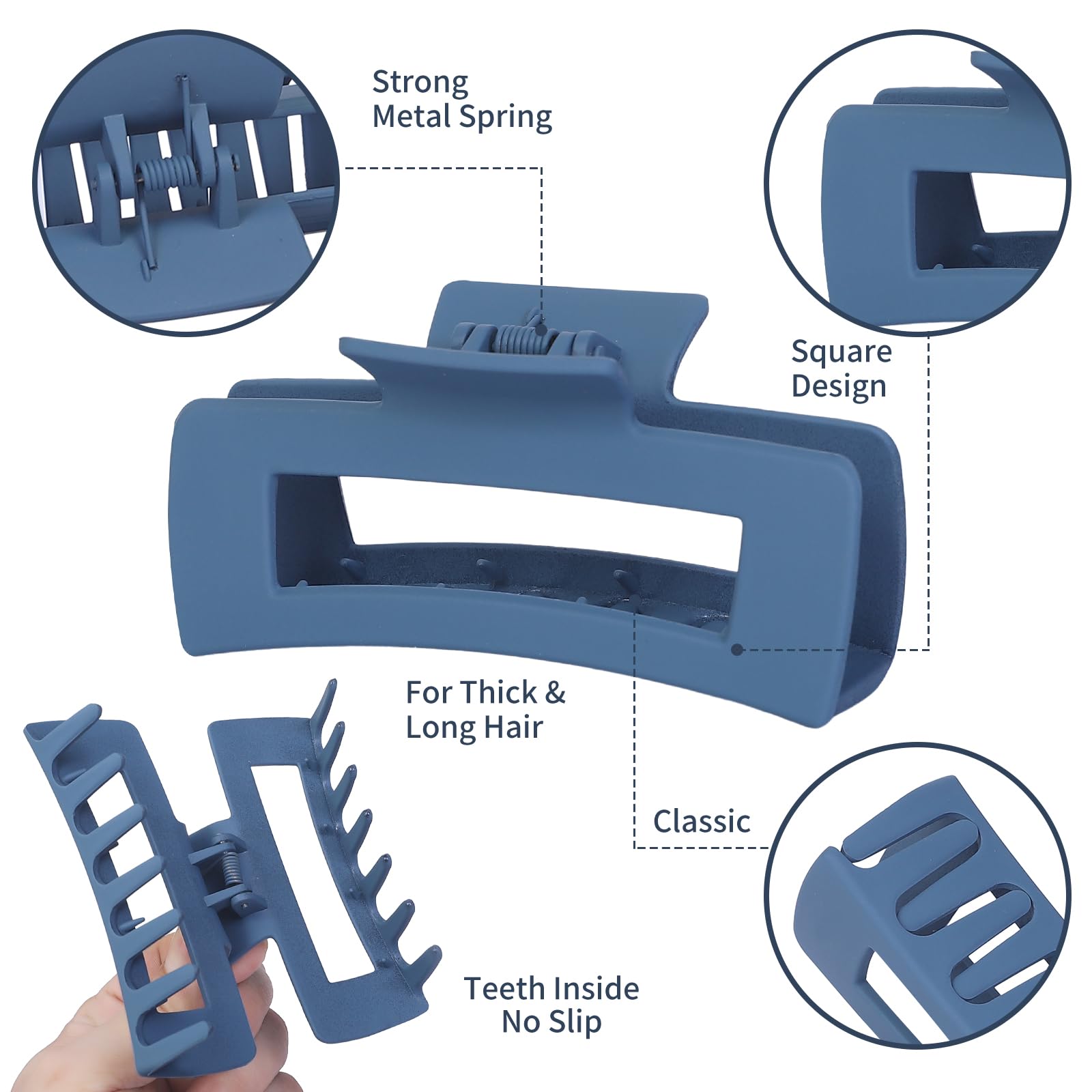 Sisiaipu Hair Clip - Claw, 4.1 Inch Extra Large for Thick, Long, Curly Hair, 12 Pcs, 12 Rubber Paint and Plastic Materials, Non-Slip Design, Women and Girls Hair Accessories - Multicolor