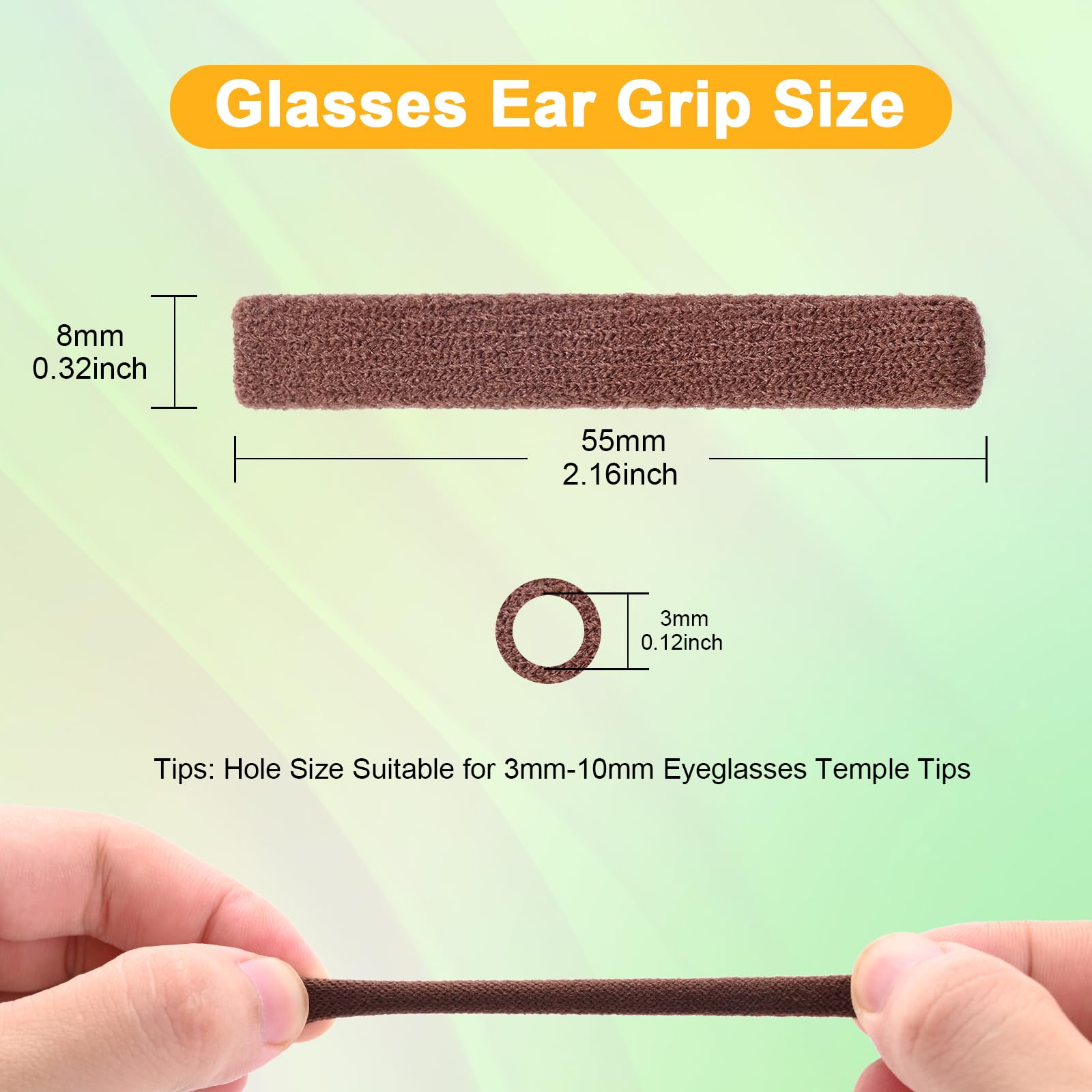 Literry Anti-Slip Elastic Comfort Eyeglasses Temple Tips Sleeve, Soft and Well-Fitting Glasses Ear Cushion, Microstructured Fabric Glasses Ear Grip, Knitting Eyeglass Arm Cushion - Black 3 Pairs