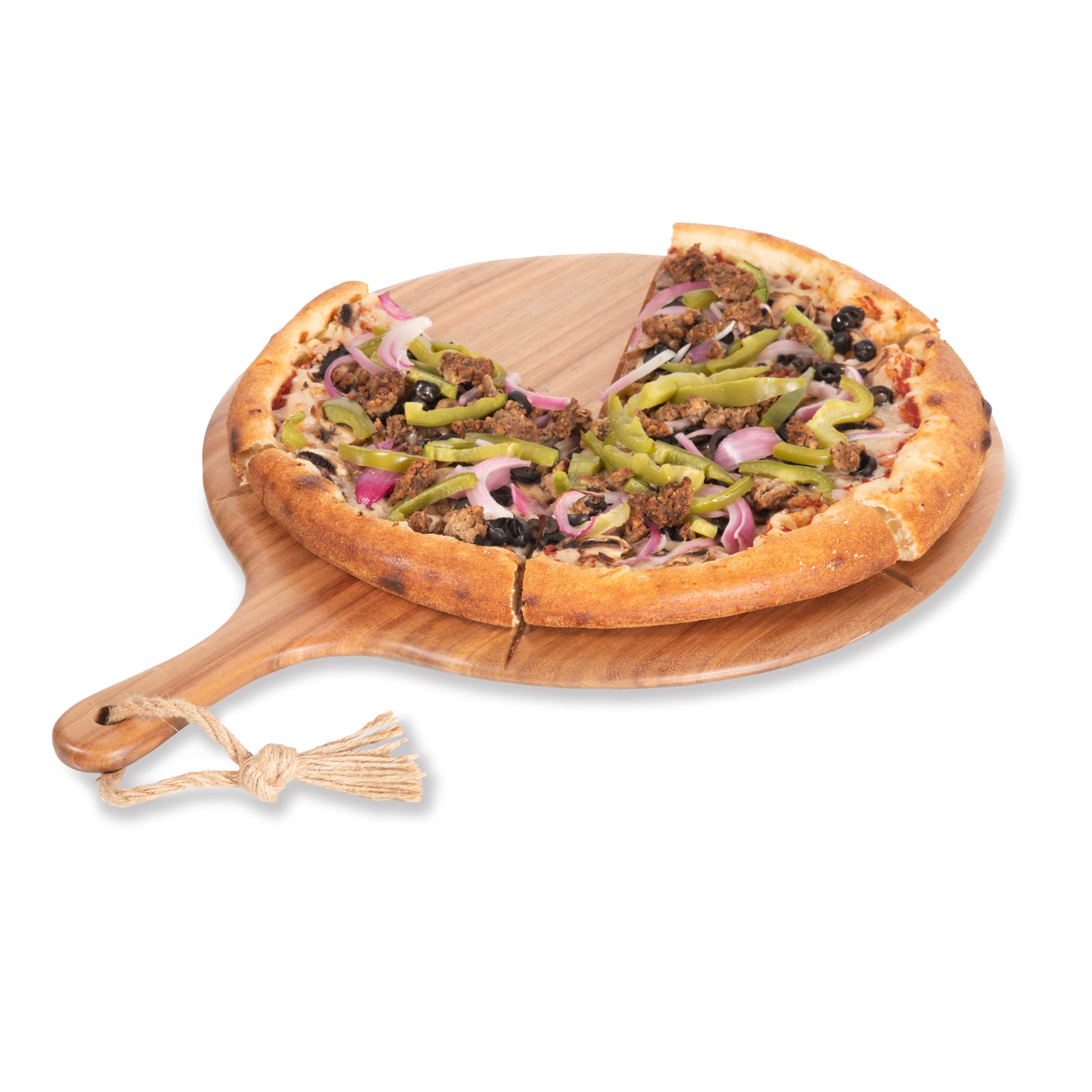 PICNIC TIME Napoletana Cutter Peel, Pizza Paddle Serving Board, (Acacia Wood), 22.3 x 16.5 x 0.6