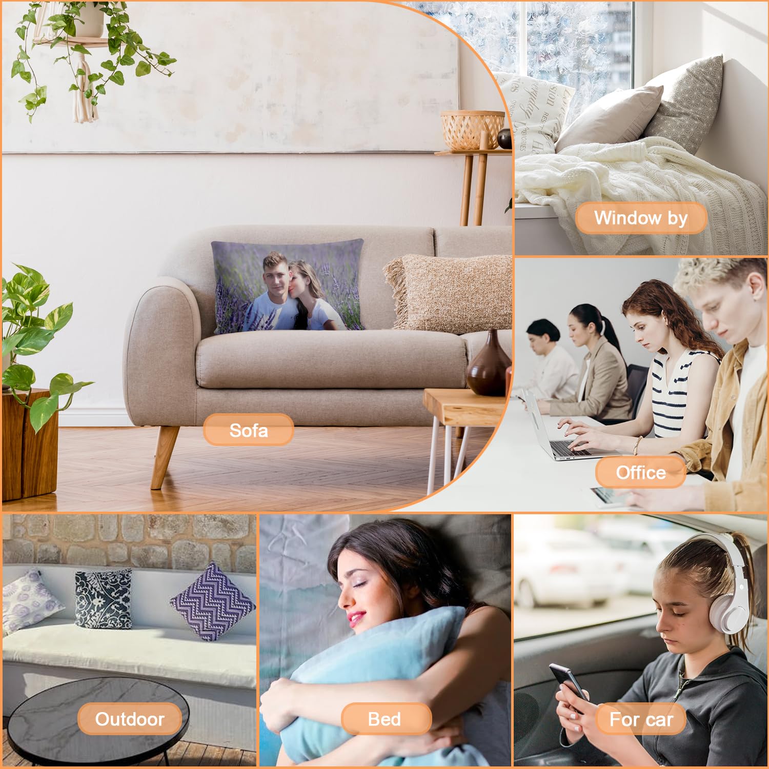 GagetElec Custom Pillows with Picture (16 Inch X 24 Inch Optional Pillow Insert) Personalized Couple Photo PillowCover,Optional Two-Sides Design Printed,Custom Gifts for Couples,Mother,Father