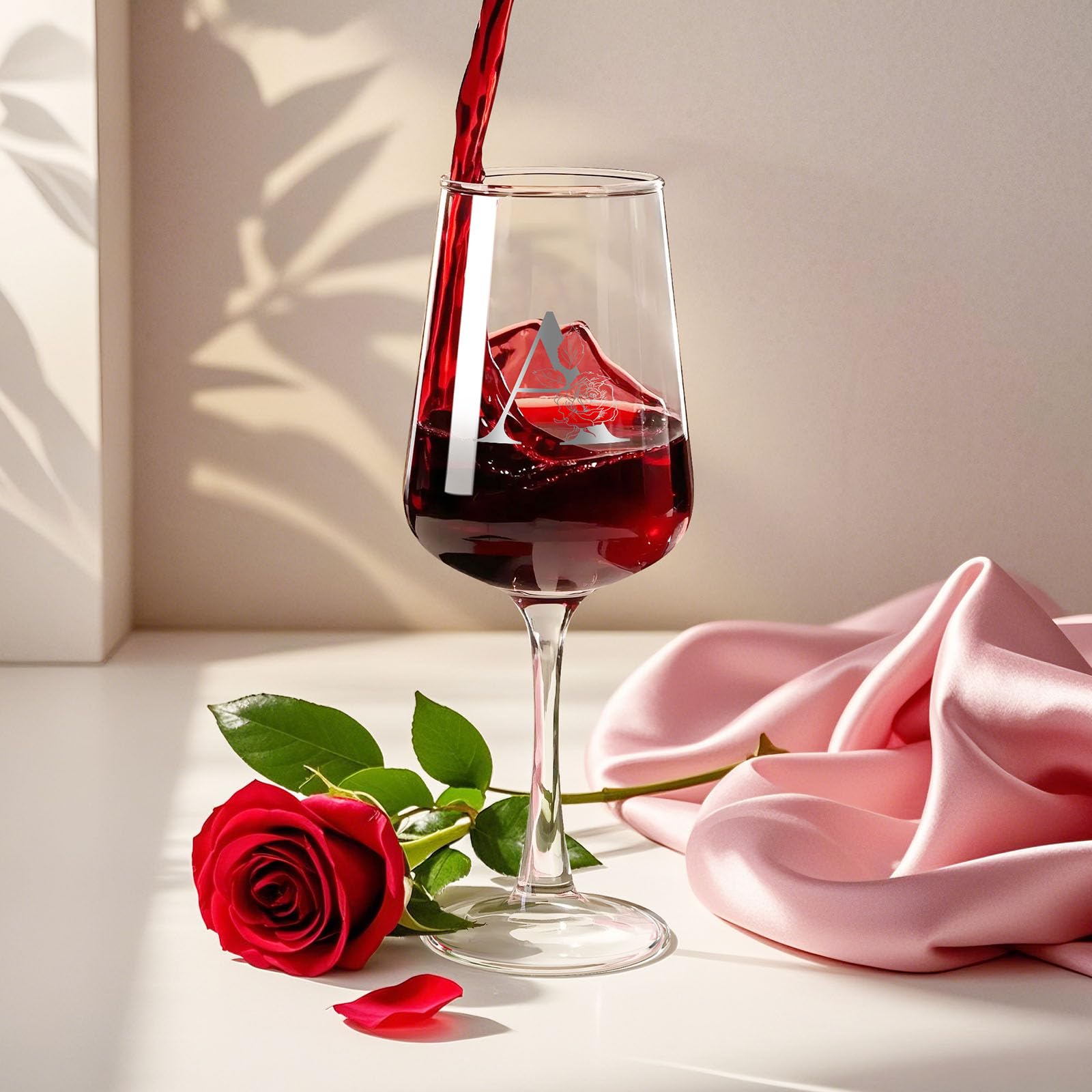 Mothers Day Gifts for Mom Grandma Wife Daughter Her, Personalized Initial Wine Glasses Custom Gift, Birthday Gifts for Women Mom Wife Best Friend Sister (A)