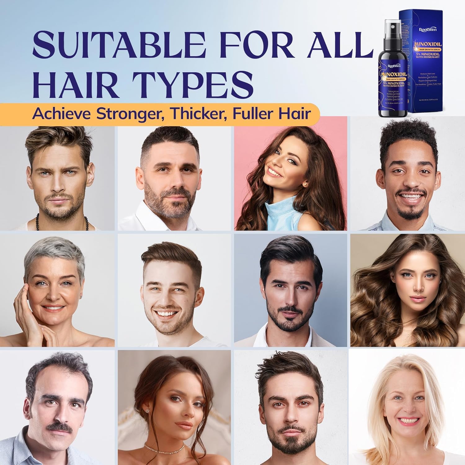 5% Minoxidil Hair Growth for Women and Men: Extra Strength Minoxidil Hair Loss Treatment Serum with Rosemary for Faster Stronger Thicker Hair Growth 60ML