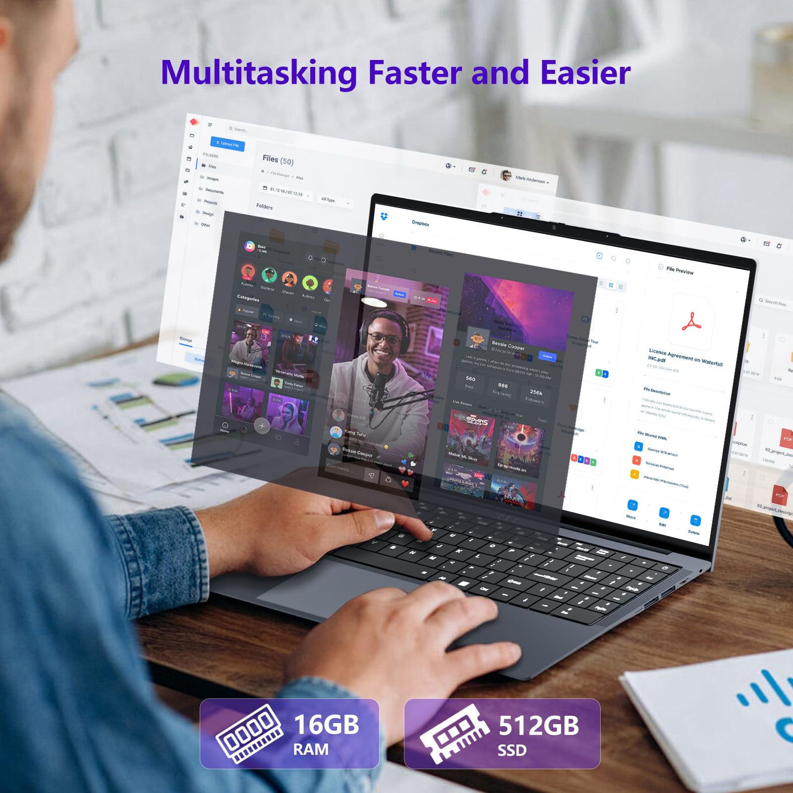 Gaming Laptop i5, 16 inch Laptop Computer Up to 3.60GHz, 2026 Laptop Computers with 16GB RAM 512GB SSD, FHD 1920x1200, 180° Angle Open, Backlit Keyboard, HDMI, Lap top for Student Business Work