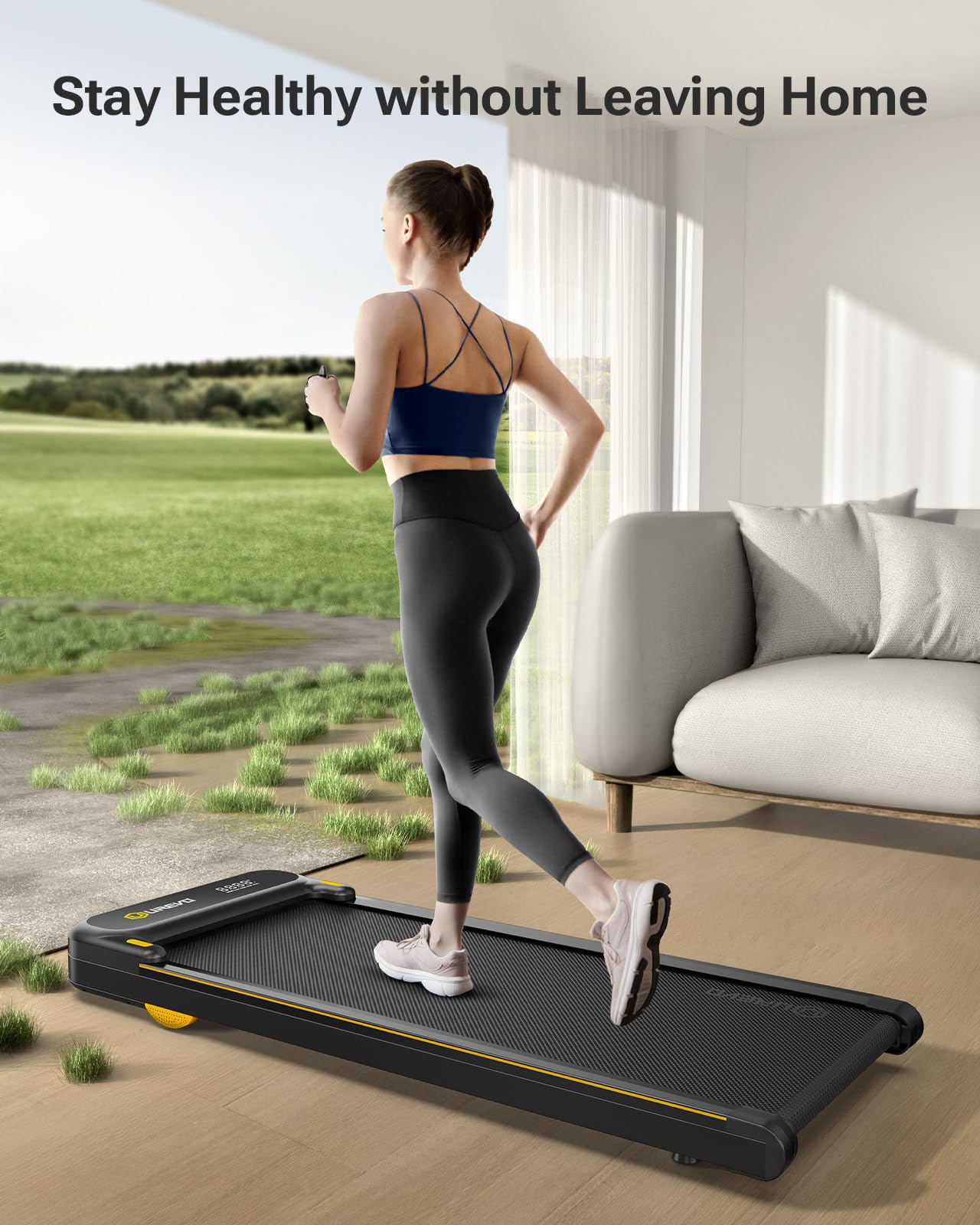 UREVO Walking Pad, Under Desk Treadmill for Home Office, Portable Desk Treadmill with Double Shock Absorption Remote Control LED Display, 265 Lb Capacity