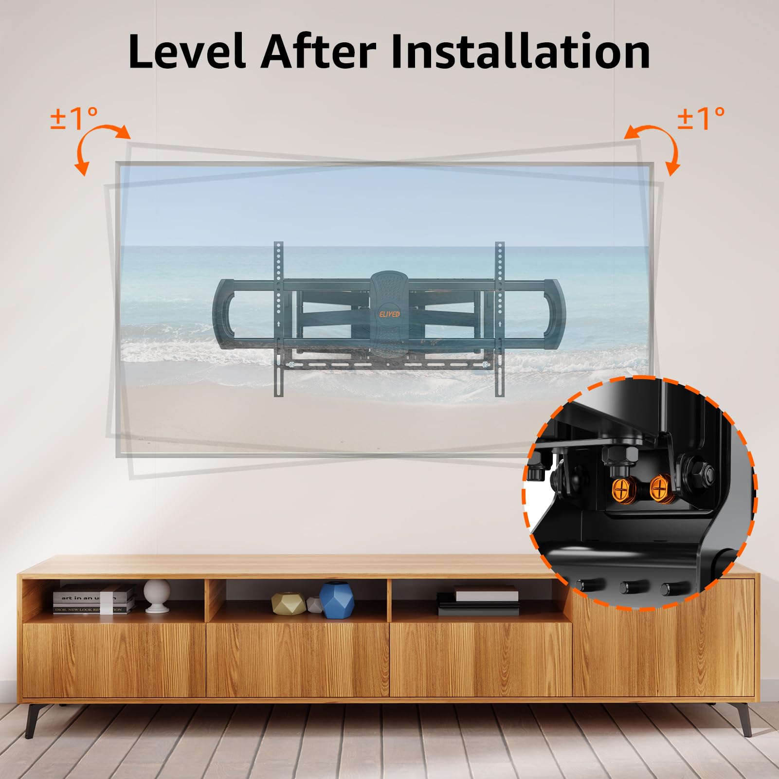 ELIVED Heavy Duty TV Wall Mount for Most 42"-90" TV Up to 154 LBS, Max VESA 800x400mm, Preassembled Wall Mount Bracket, Full Motion Swivel tv Mount Fits 24"/18"/16" Wood Studs, YD3028