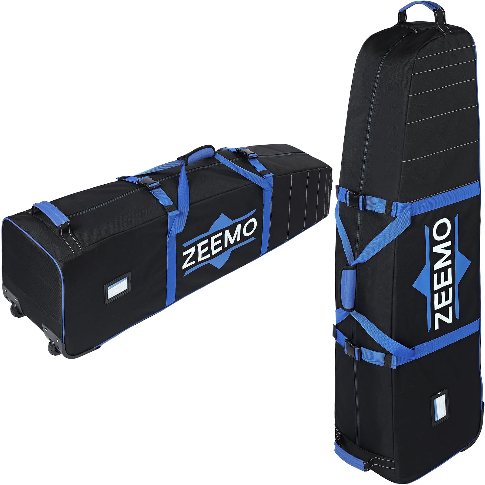 ZEEMO Golf Travel Bag for men, Mid-open Covers with Protective Panel for Golf Clubs, Golf Accessories, Soft-Sided, Travel Size, Airline Approved, Waterproof&Wheels, Black Oxford Case.
