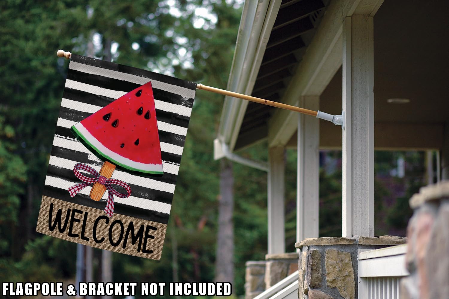 Toland Home Garden 1012697 Welcome Wedge Summer Flag, Double Sided for Outdoor Watermelon House Yard Decoration