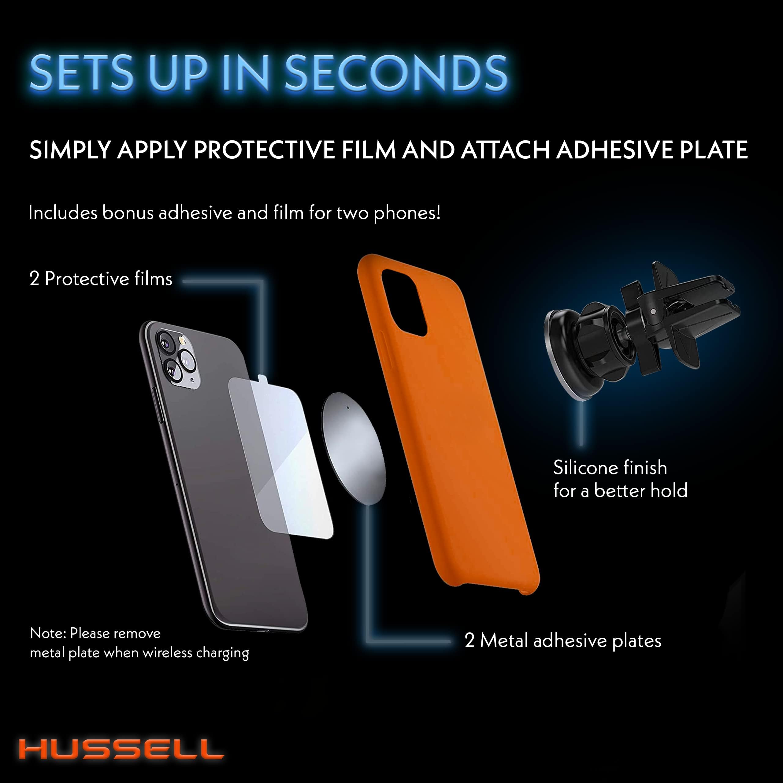 HUSSELL Magnetic Phone Car Mount, Air Vent Phone Mount for Car 360° Adjustable Universal Magnet Phone Holder - Compatible with Any Cell Phone, iPhone Galaxy LG Huawei