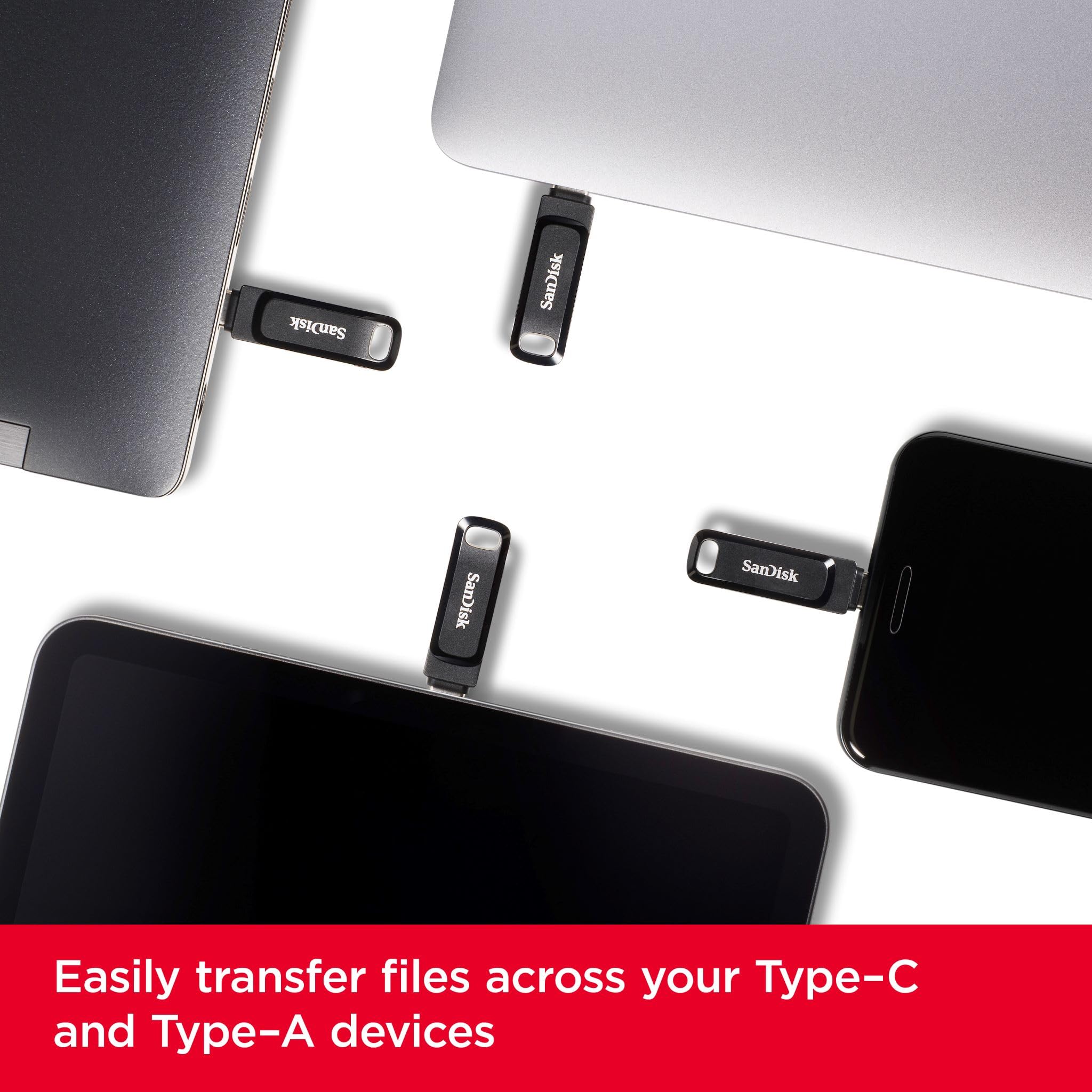 SanDisk 64GB Ultra Dual Drive Go USB Type-C Flash Drive, Black - SDDDC3-064G-G46