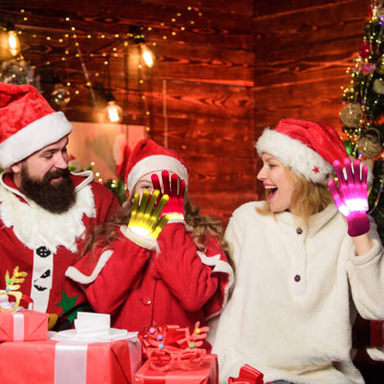 VABX-Purple 12 Colors Flash Led Light up Gloves for Boys Girls Birthday Cool Gifts Easter Halloween Christmas Rave Party Kids 4-12 Teens Adults (Medium)