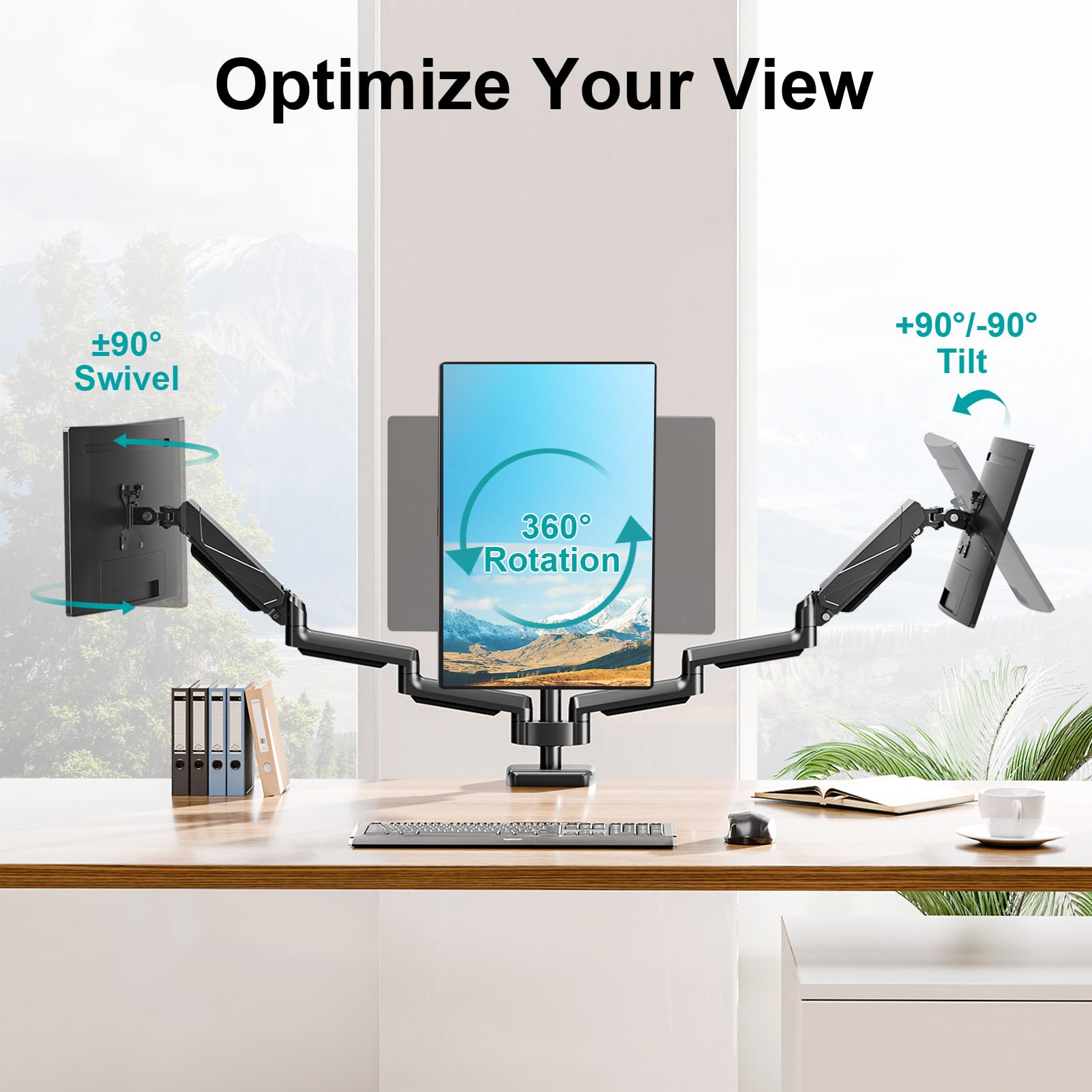 MOUNT PRO Triple Monitor Mount, 3 Monitor Desk Arm fits Three Max 27" LCD Computer Screens, up to 17.6lbs Each, Premium Gas Spring Monitor Stand with Tilt Swivel Rotation, Vesa Mount 75x75,100x100