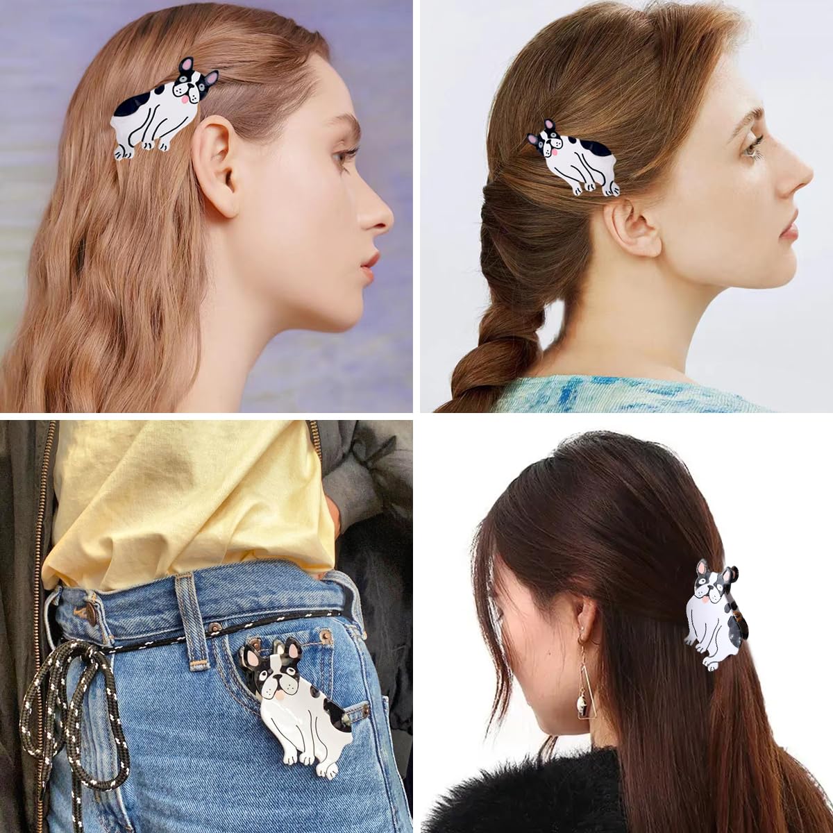 2 PCS Dog Hair Claw Clips Cute Small Hairpins for Women Girls Cute Acetate Pet Dogs Hair Claw Clip for Thin Medium Hair Creative Dog Hair Clip Dog Styling Hair Accessories