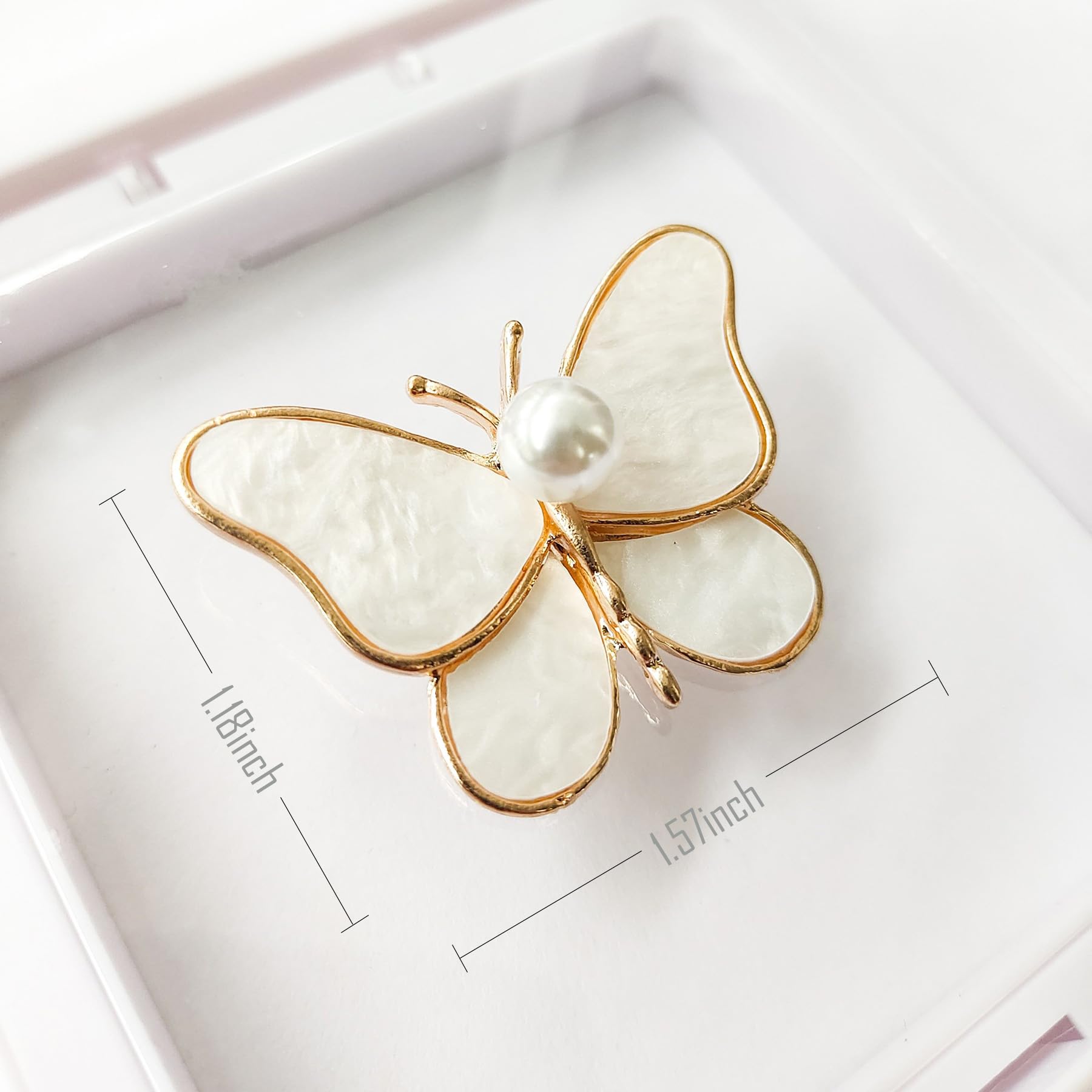 Obtwogo 3 Pieces Golden Pearl Brooches and Pins for Women - Insect Style for Hat Dress Bag Decoration - Anti Glare Pin for Deep v Dress - Elegant Gift for Friends and Teachers