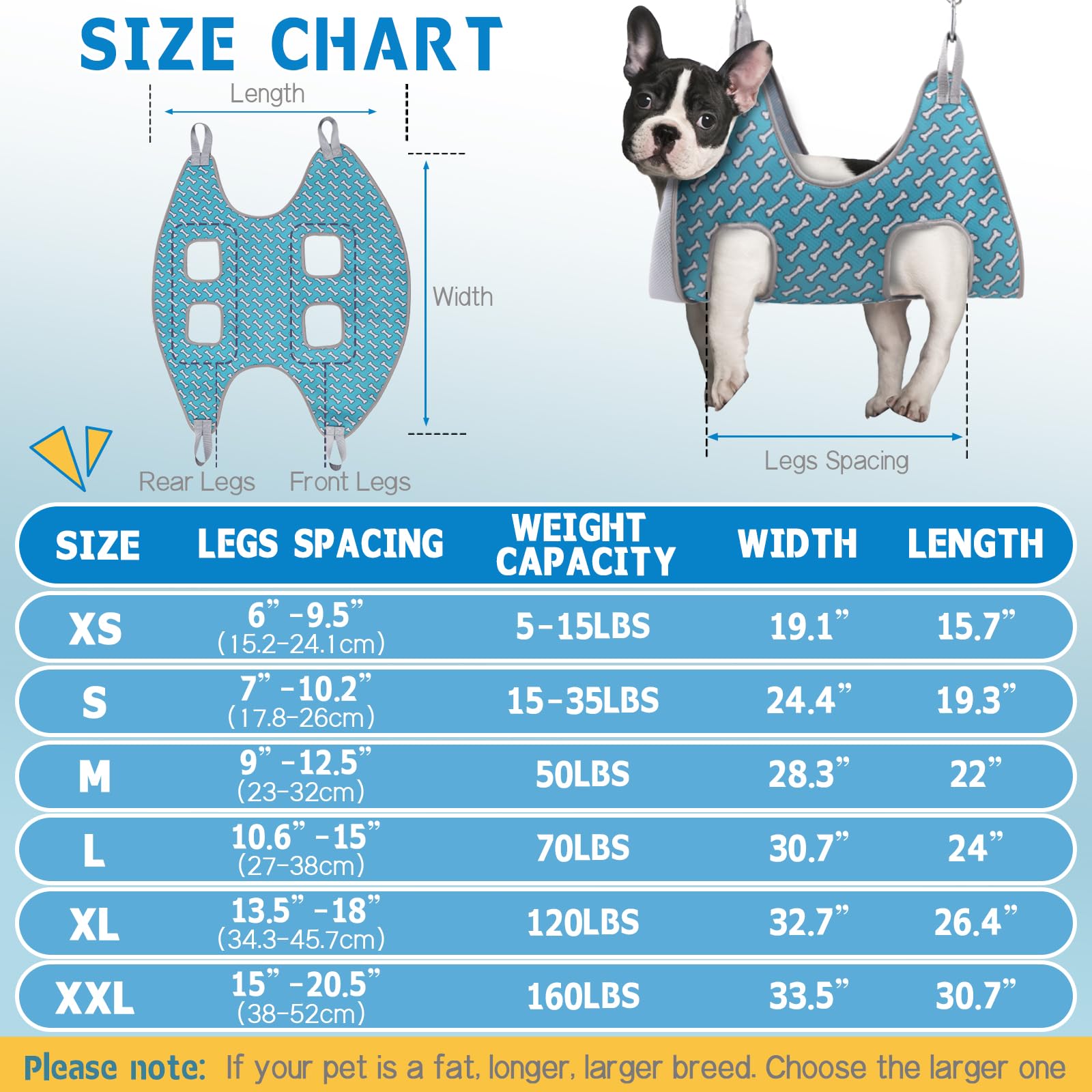 Supet Dog & Cat Grooming Hammock Harness, Relaxation Pet Hammock Restraint Sling for Grooming & Small Animal Leashes