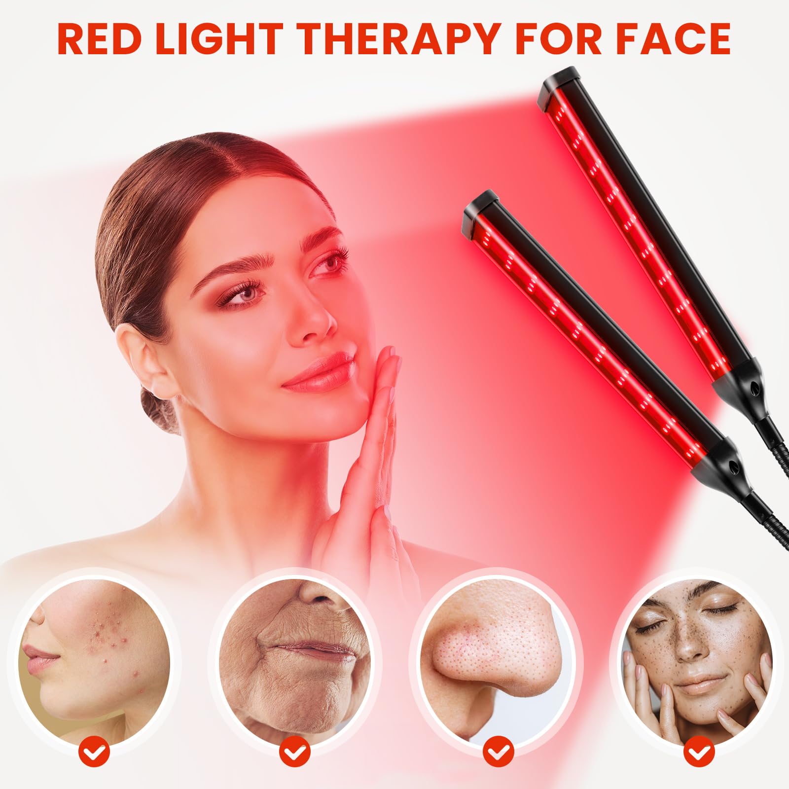 Viconor Red Light Therapy Lamp,4 Head Infrared Light Therapy for Body Device with Adjustable Stand-660nm Red Light&850nm Near Infrared Light Therapy Device for Face,Body,Pain,Skin at Home