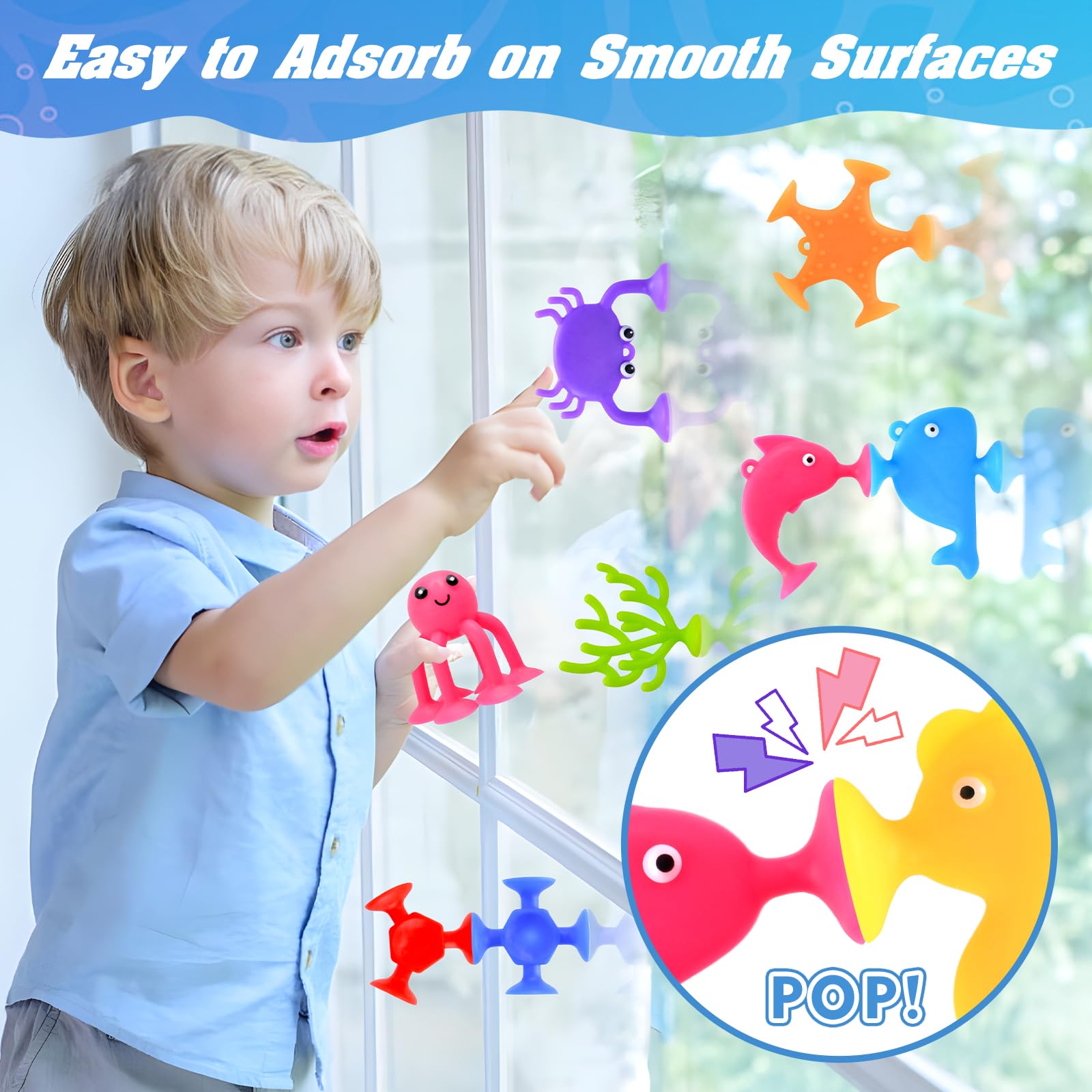 HYSZXUS Bath Toys - 27 PCS Suction Cup Toys Bathtub Toy Shower Toy for Kids Ages 4-8,Sensory Toys for 3 4 5 6 7 Year Old Boys Girls,Mold Free Bath Toy Travel Toy