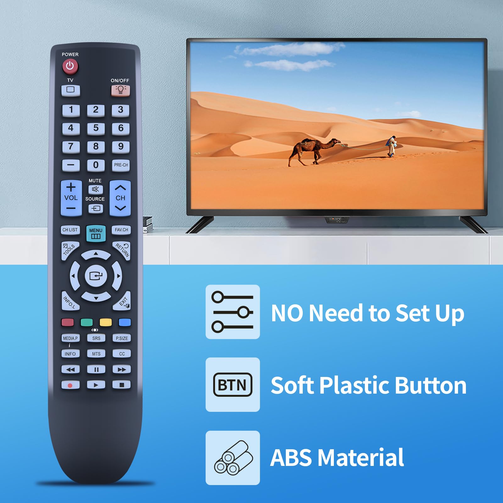 BN59-00853A Replacement Remote Control Compatible for Samsung TV LN32B530 PL58A650T1FXS LN52A650A1RXSR LN40B540P8FUZA LN52A650A1RXRL