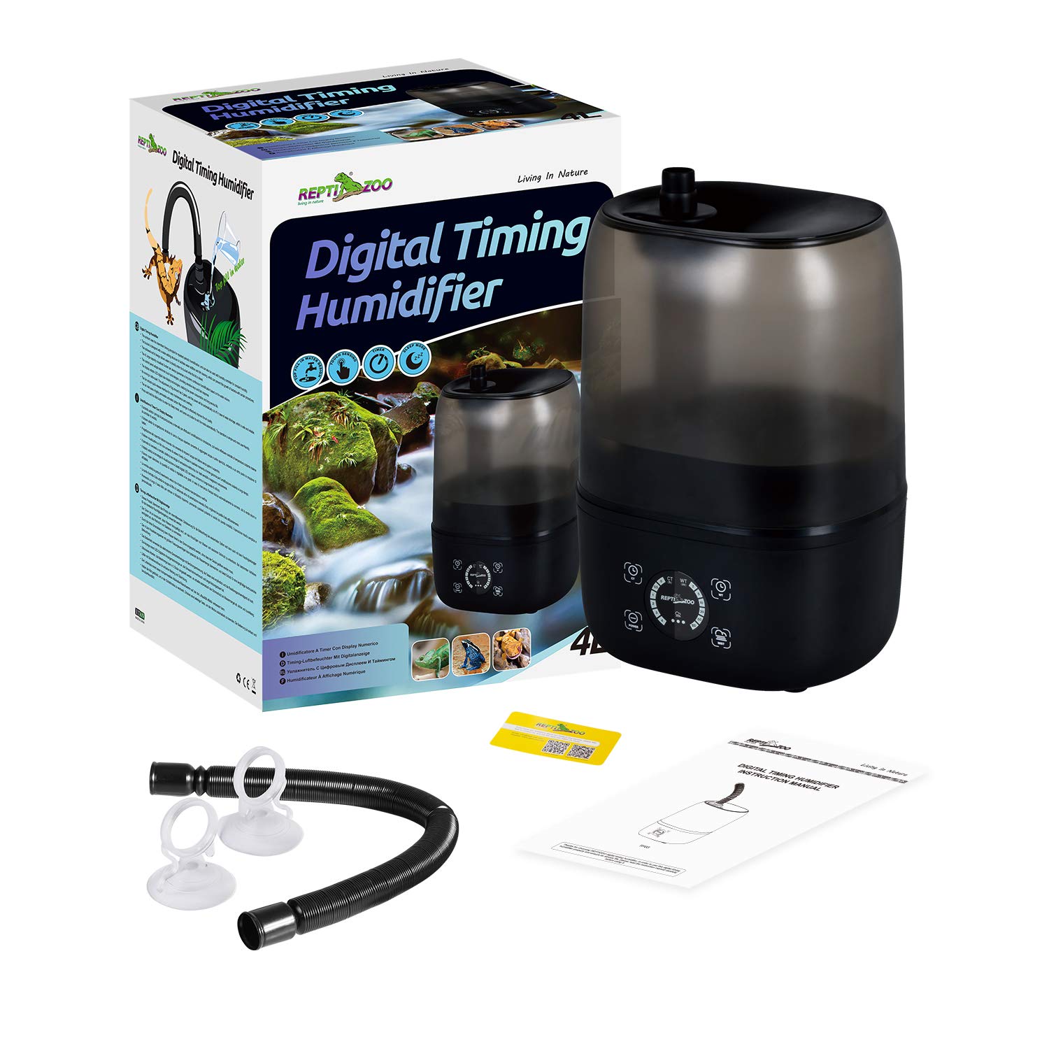 REPTI ZOO 4L Reptile Fogger Mister Tank, Terrariums Digital Tank Timing Humidifier Smart Touch Screen Adjustable Fogger for Reptiles Amphibians Herps