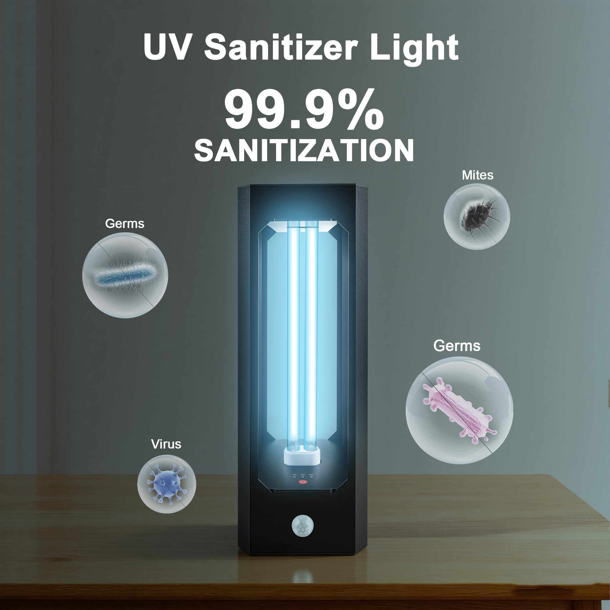 Simashts UV Light Sanitizer with Infrared Sensor and 3 Timers, 42W Excimer UVC lamp Light for Home Disinfection, Up to 300 Square FT for Germs, Virus, Mold and Dust Mites