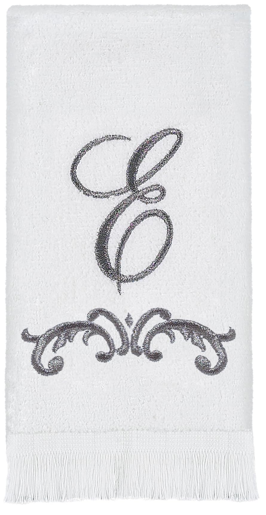 Avanti Linens - Fingertip Towel, Soft & Absorbent Cotton Towel (Monogram Collection, Initial E), White