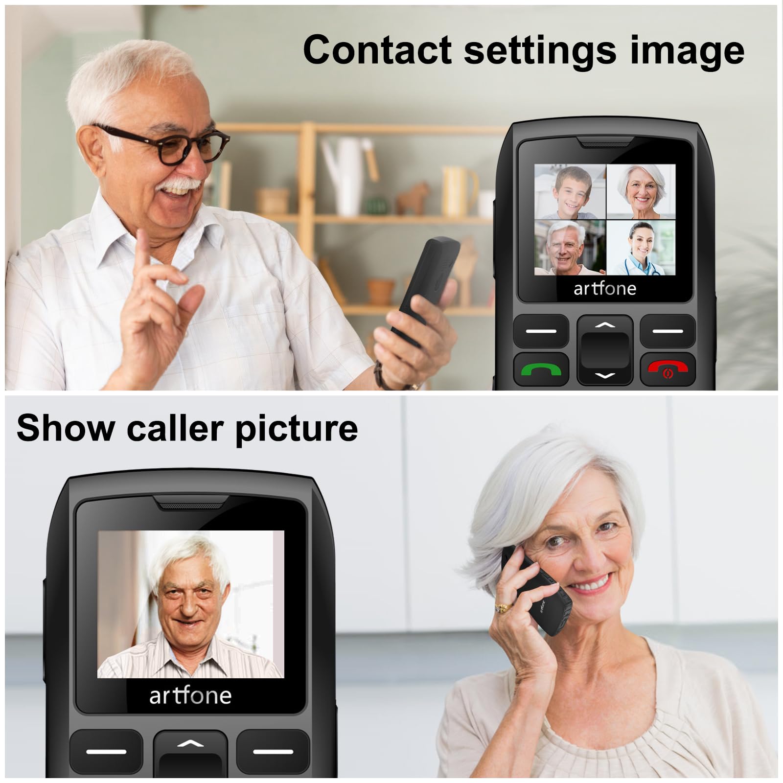 artfone C1+4G Big Button Cell Phone for Seniors and Kids, Unlocked Senior Cell Phone with SOS and Time Broadcast Button, Speed Dial, FM Radio, Torch, Clear Sound, Charging Dock, 1800mAh Battery, Black