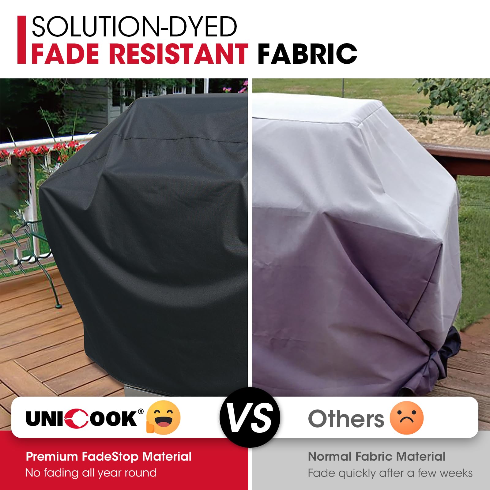 Unicook Grill Cover 55 Inch for Outdoor Grill, Heavy Duty, Waterproof, Fade Resistant, BBQ Cover with Handles/Straps/Air Vents, Compatible with Weber Charbroil Nexgrill Gas BBQs etc