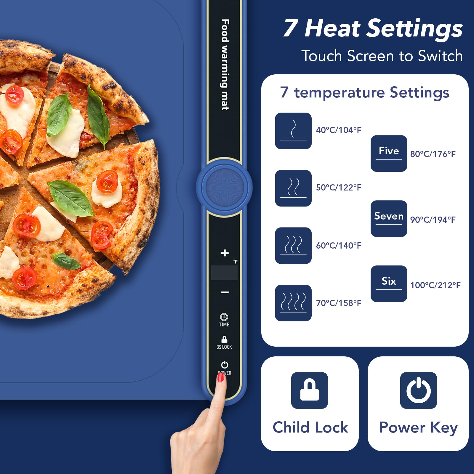 Food Warming Mat, Electric Warming Tray, 9 Heat Settings, Full Surface Heating, Rollable & Portable, Premium Silicone Nano-Material, Easy to Clean, Ideal for Parties, Buffets, and Daily Use (Green)