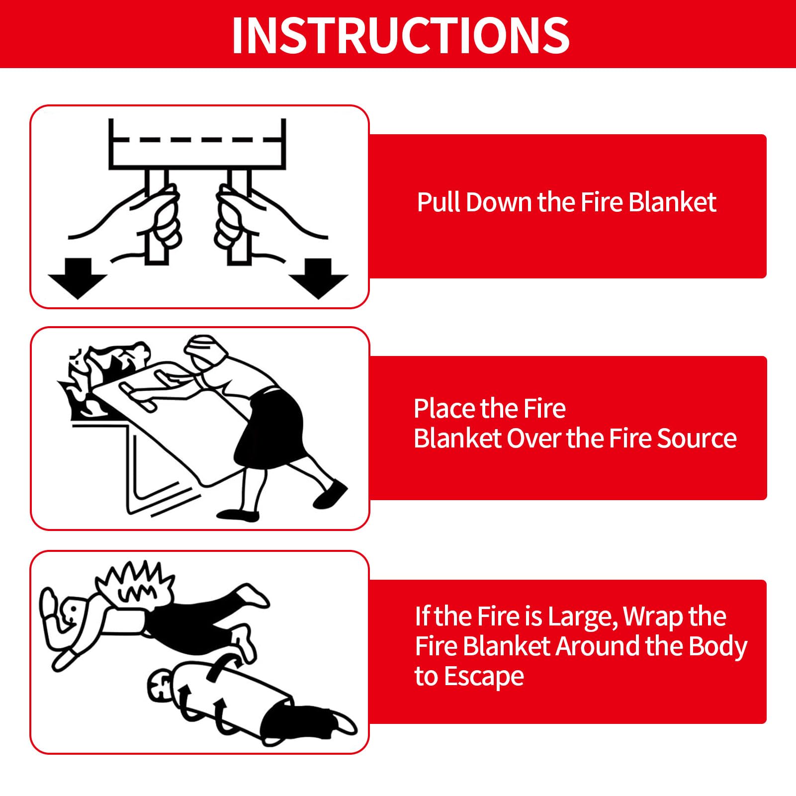 ifory Emergency Fire Blanket for Home & Kitchen, 40” x 40” Fire Suppression Blanket for Kitchen with Double Sided Silicone Flame Retardant Layer, Leaving No Glass Fiber Fragments - 2 Pack