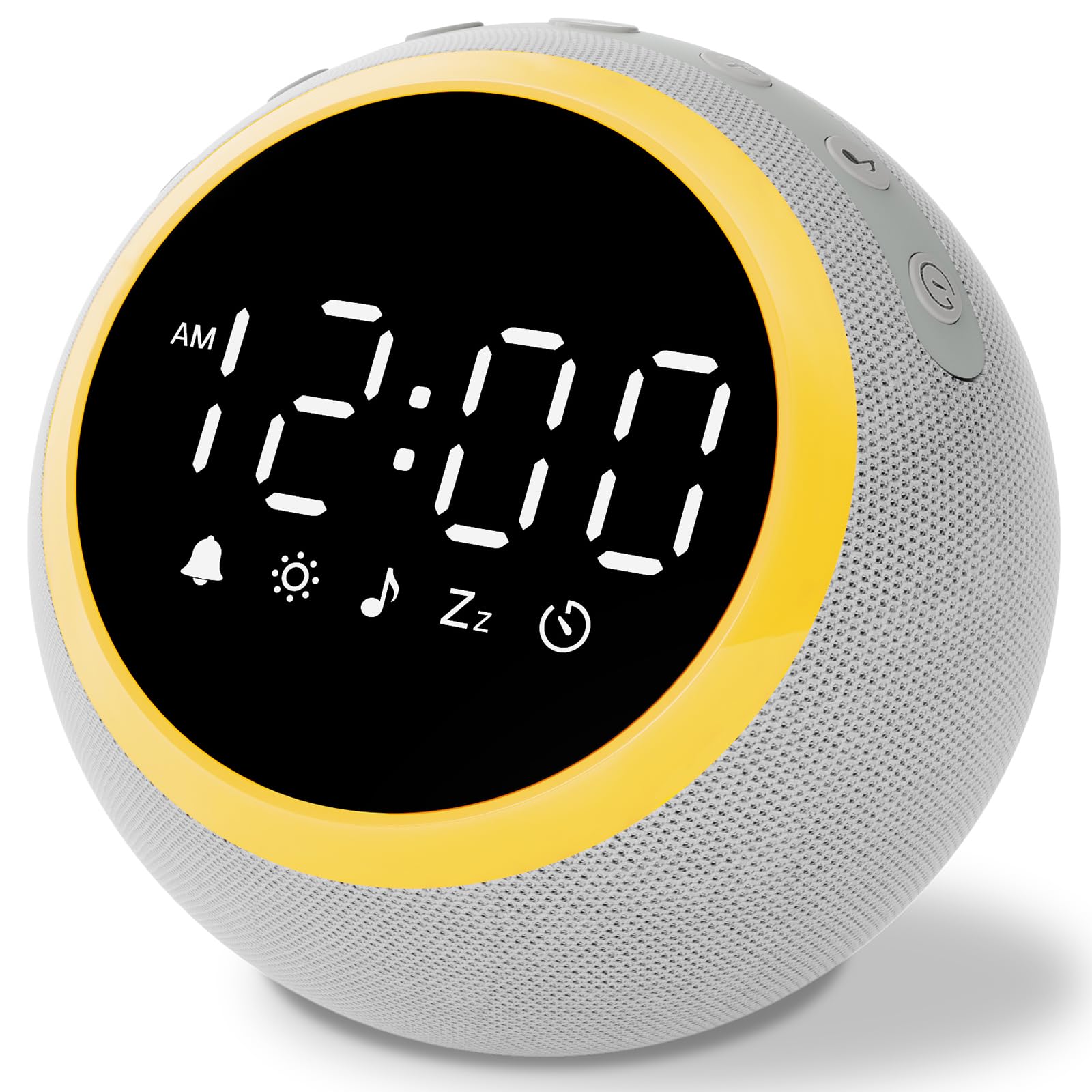 Sound Machine Alarm Clock for Sleep: Digital Alarm Clocks for Bedrooms, 25 Soothing Sounds, 7 Gentle Wake-up Sounds, 16 Adjustable Volume & Timer, Memory Function (Gray)