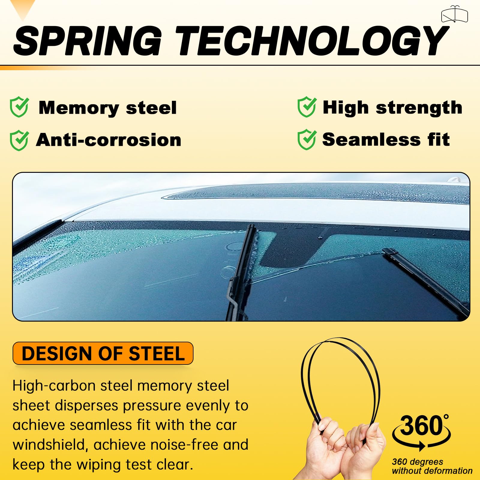 AUTOBOO 22" and 22" Windshield Wipers Blades (Pack Of 2),OEM Quality Premium All-Seasons Wiper blades,Stable and Quiet Armor wiper blades