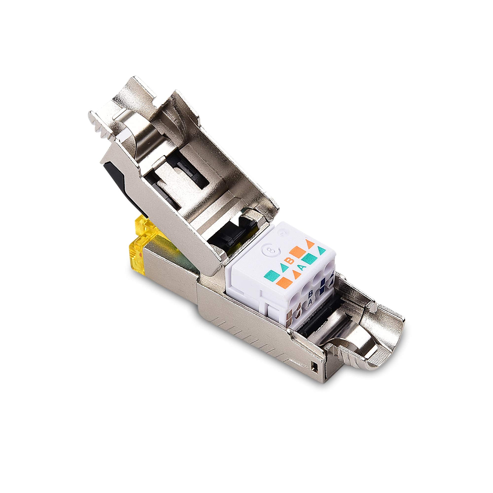 Cable Matters 10Gbps 6-Pack Tool-Free Shielded Cat6a / Cat6 RJ45 Termination Plug Connector, Cat6 Connector, Cat6 Plug