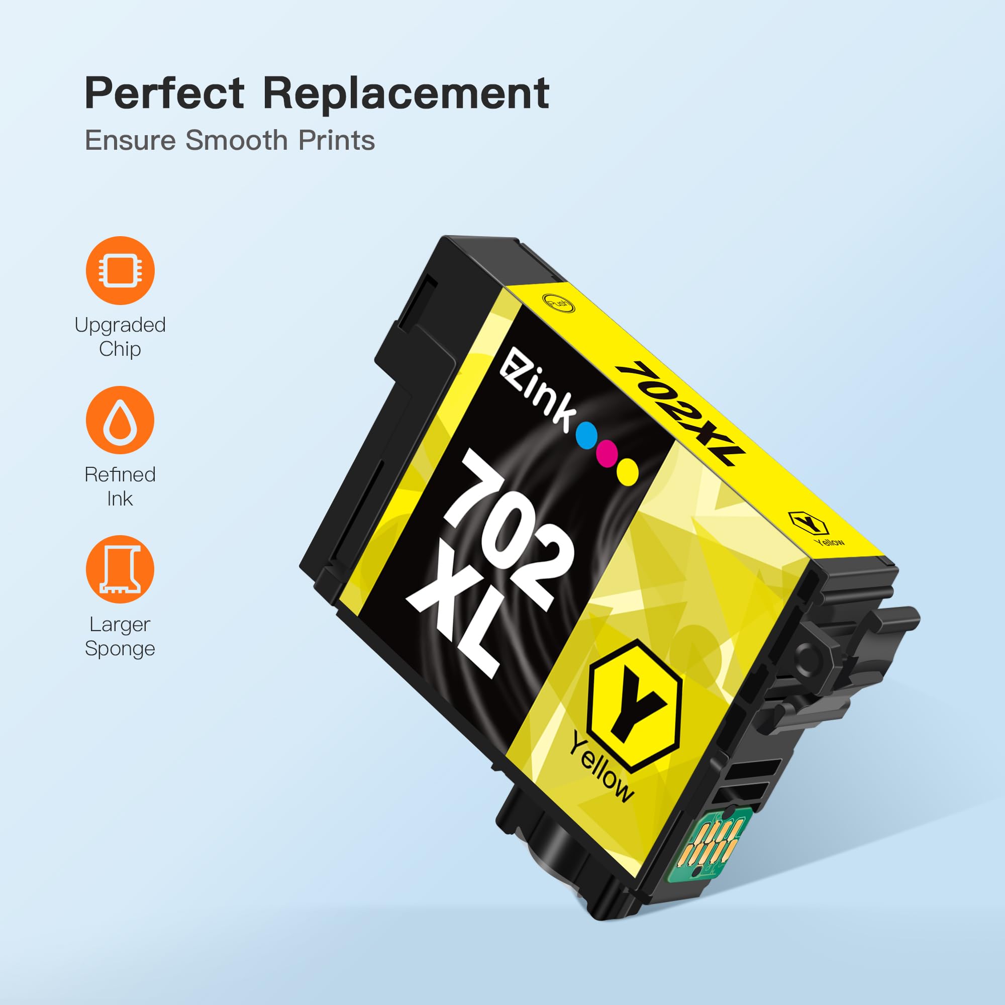 E-Z Ink Remanufactured Ink Cartridge Replacement for Epson 702XL 702 T702XL T702 to use with Workforce Pro WF-3720 WF-3733 WF-3730 Printer (5 Pack)